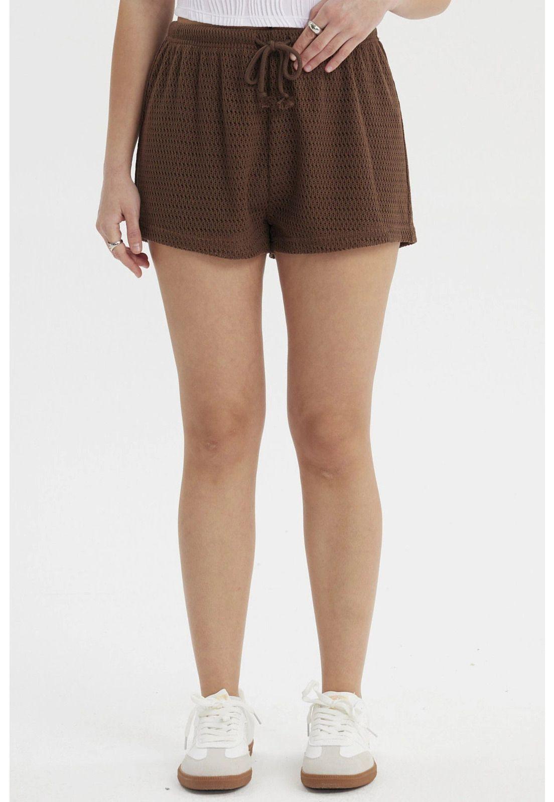 Short Mujer Pretina Cordón Ancho Café-0