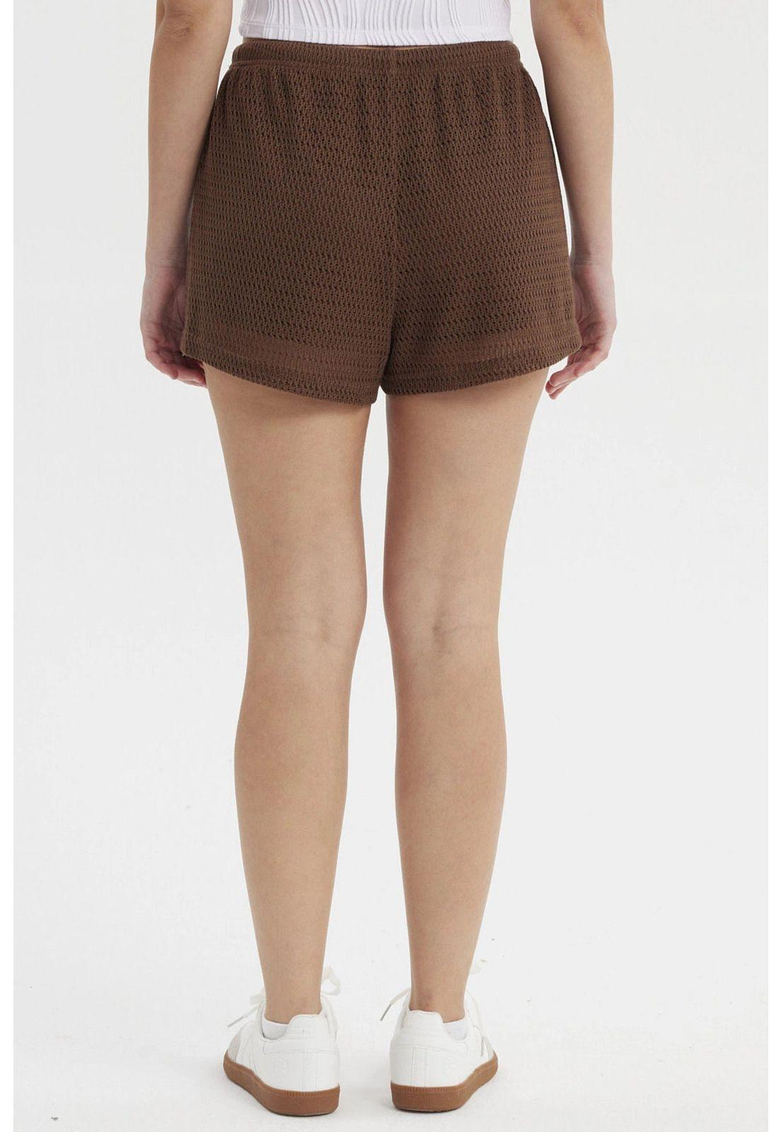 Short Mujer Pretina Cordón Ancho Café-2