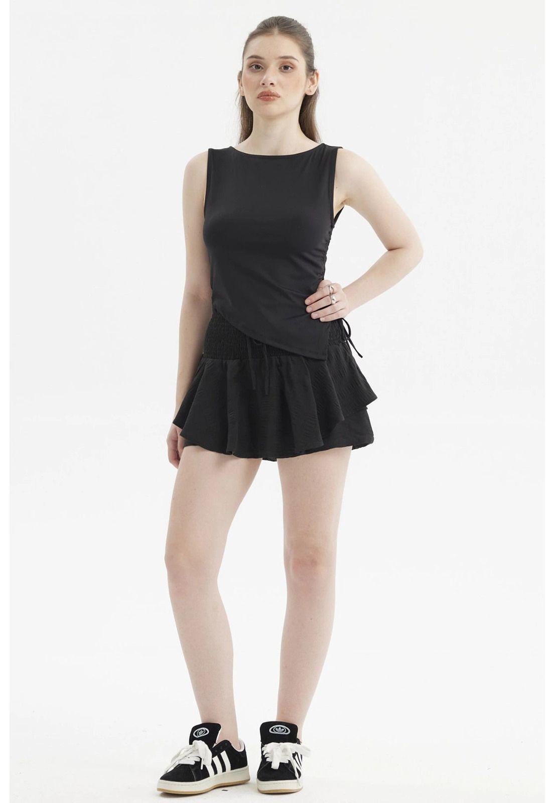 Polera Mujer Aplicación Con Cordón Negro-3