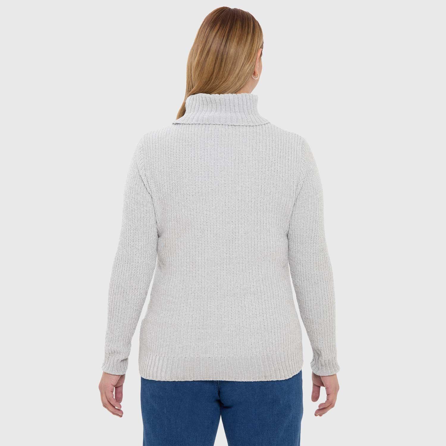 Sweater Mujer Trenzado Gris-2