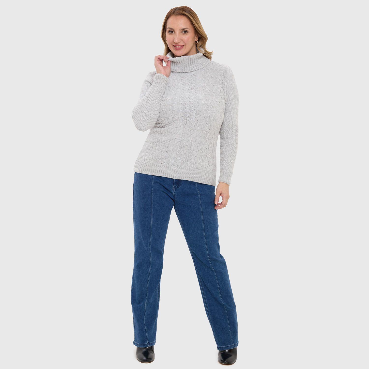 Sweater Mujer Trenzado Gris-3