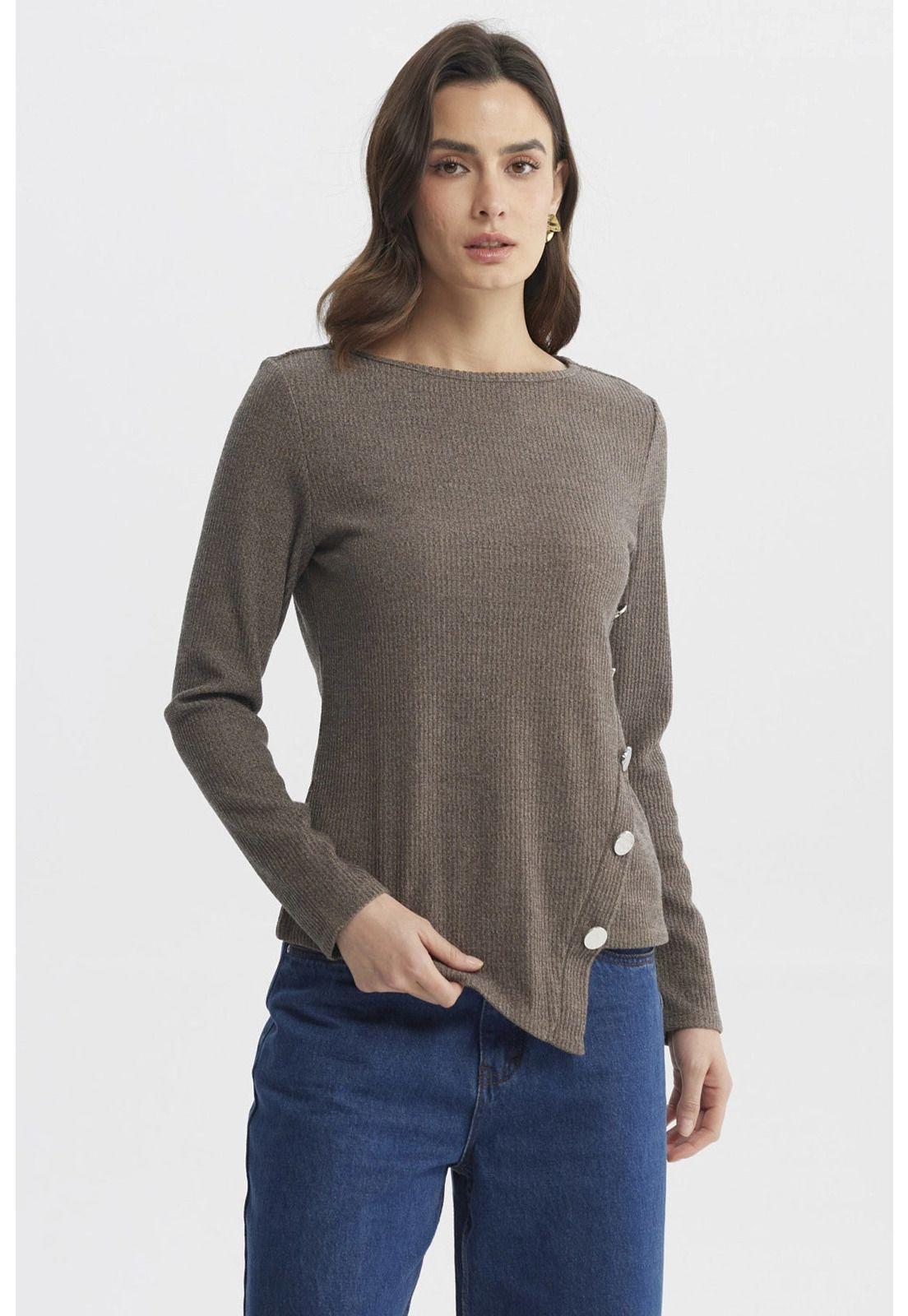 Sweater Mujer Ajustado Taupe-0