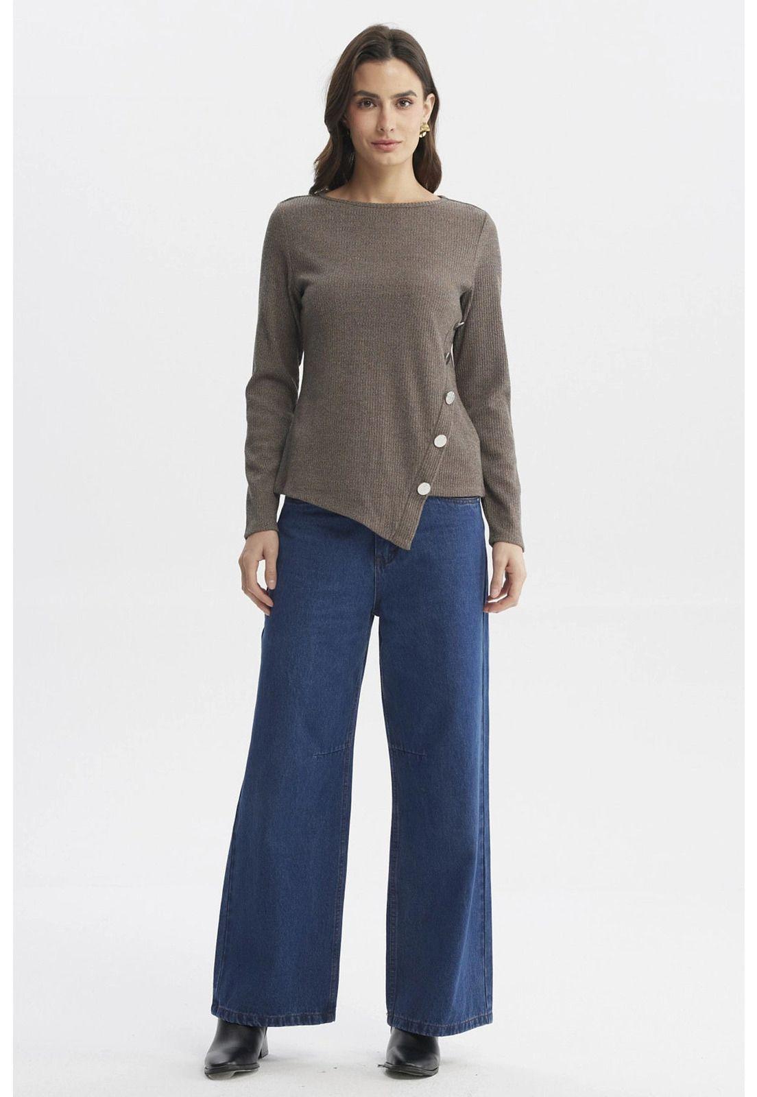 Sweater Mujer Ajustado Taupe-3