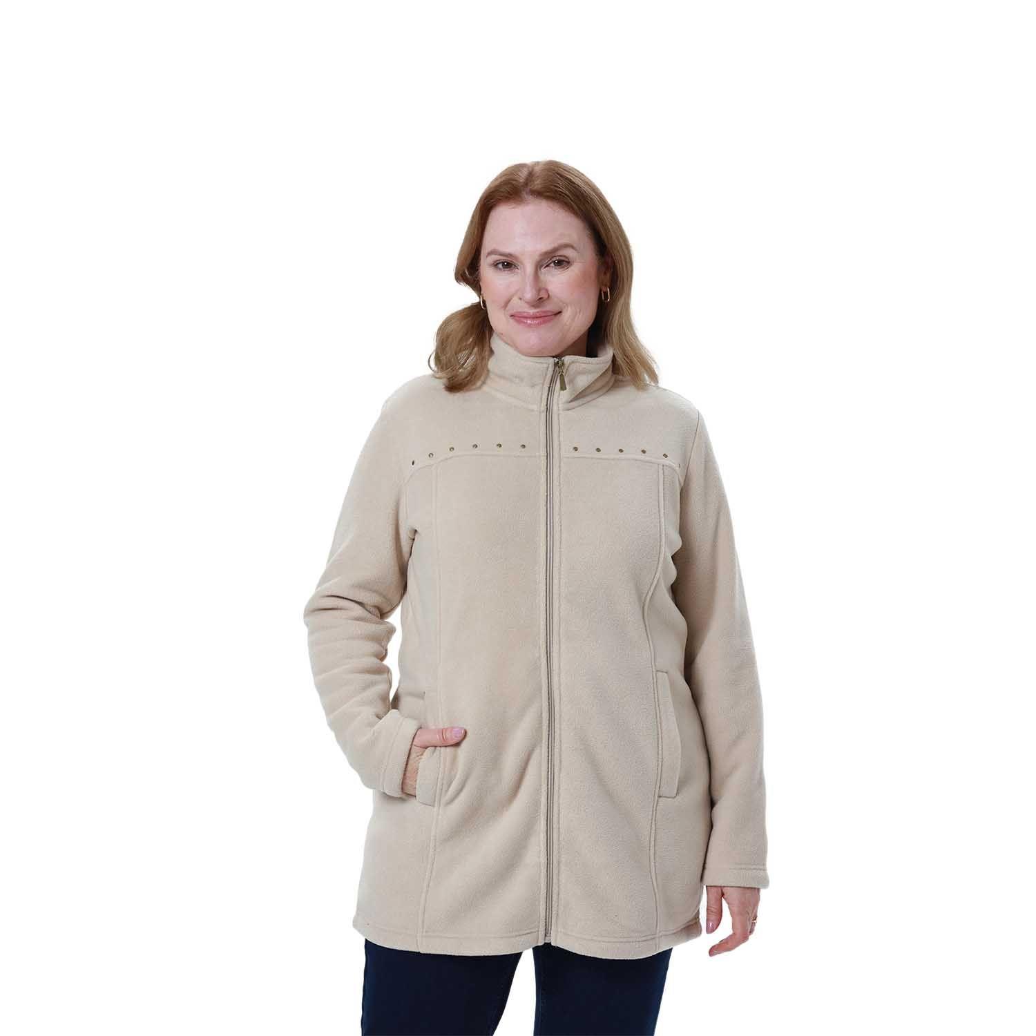 Polar Mujer Con Cierre Y Bolsillo Beige-0