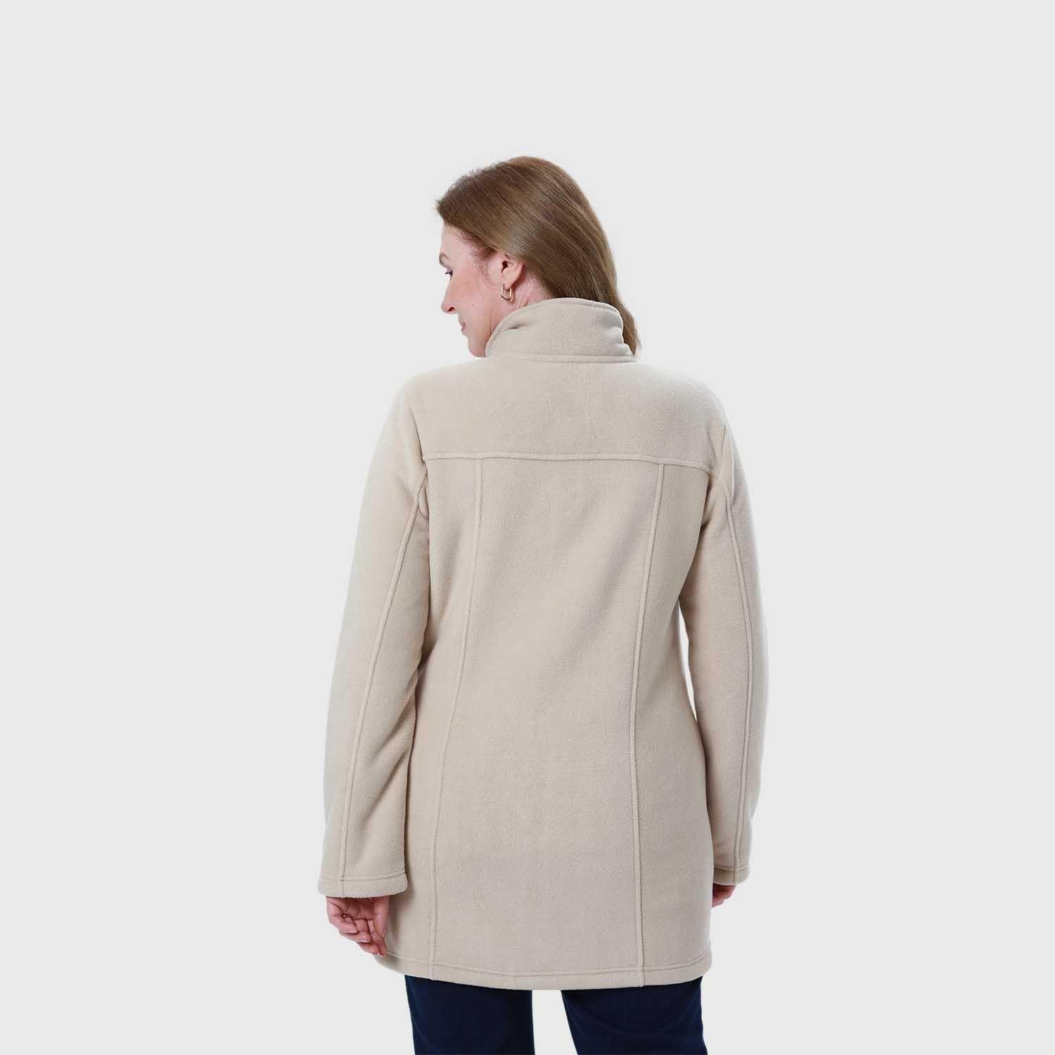 Polar Mujer Con Cierre Y Bolsillo Beige-2