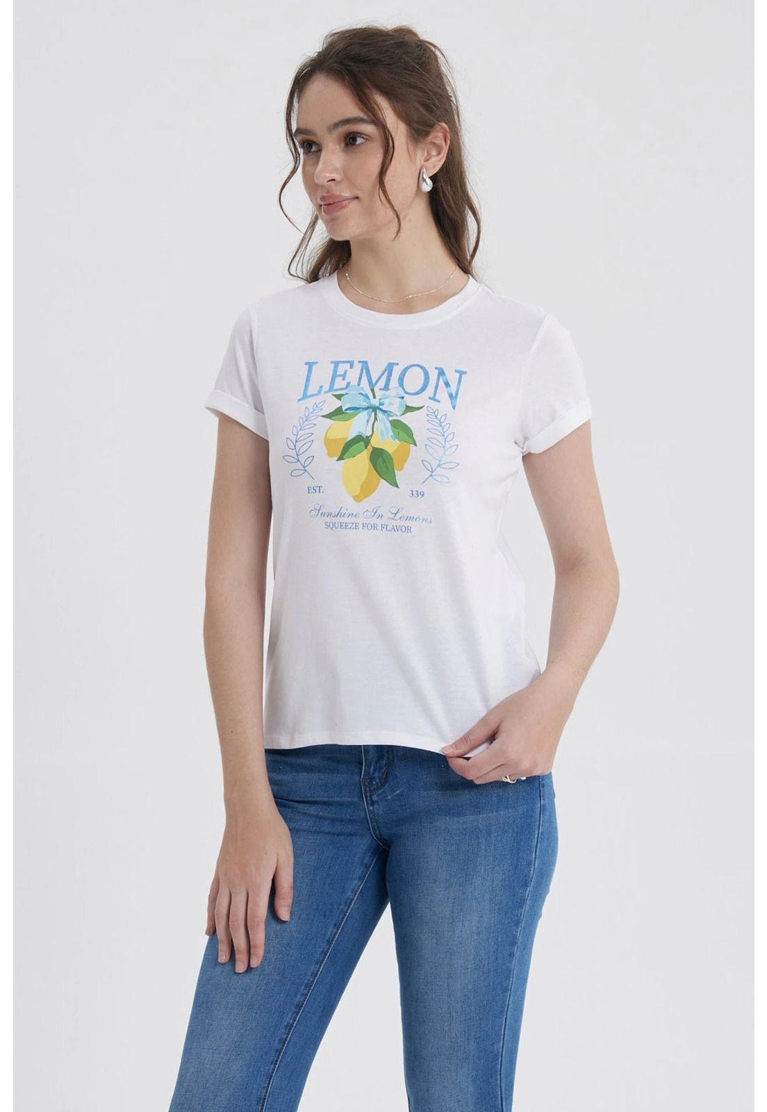 Polera Mujer Gráfica Roll Up Blanco / Azul Oscuro-0