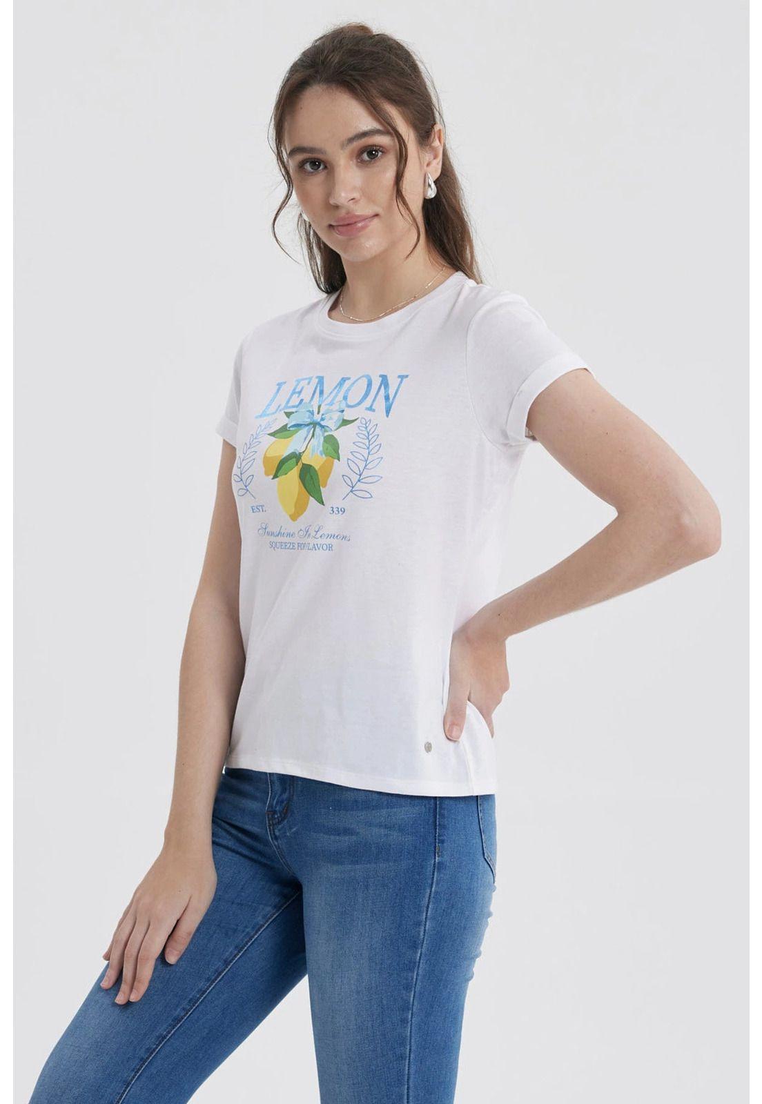 Polera Mujer Gráfica Roll Up Blanco / Azul Oscuro-1