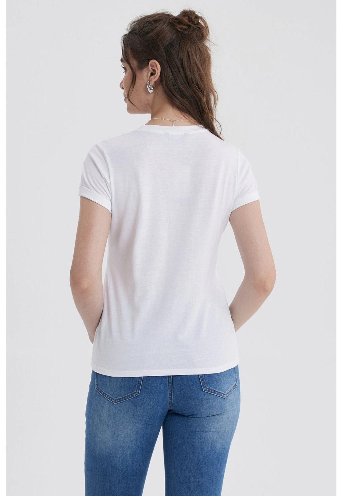 Polera Mujer Gráfica Roll Up Blanco / Azul Oscuro-2