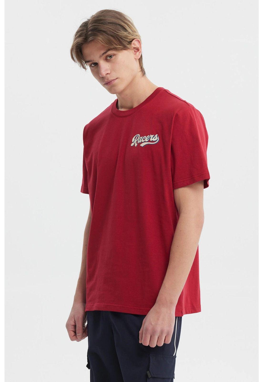 Polera Hombre Regular Fit Print Trasero Rojo-1