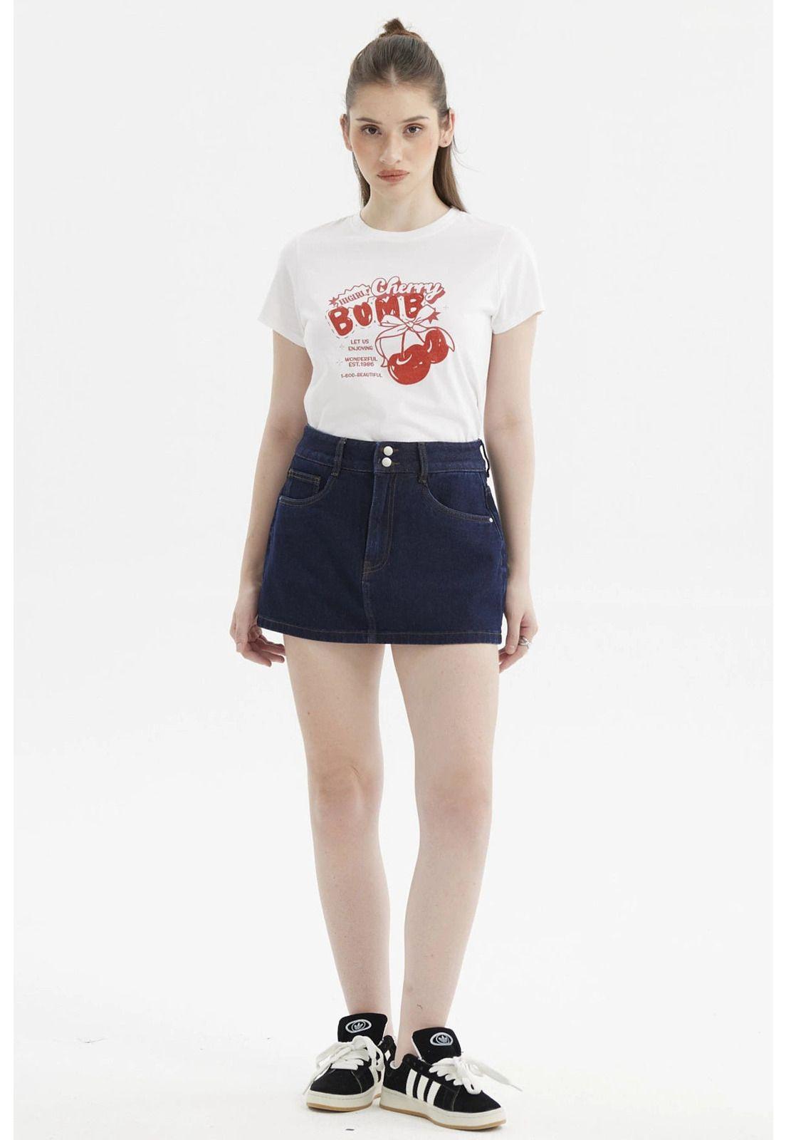 Falda Mujer Casual Azul Índigo-3