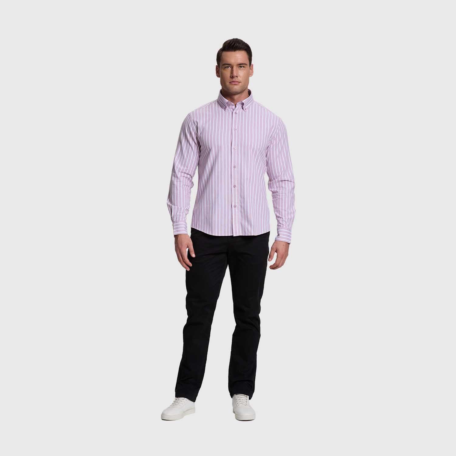 Camisa Hombre Rayas Premium Lila Fashion's Park-3