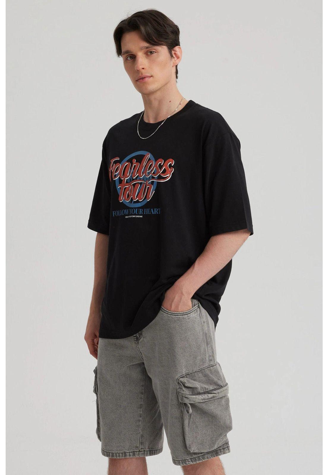 Polera Hombre Print Central Negro - VII-3