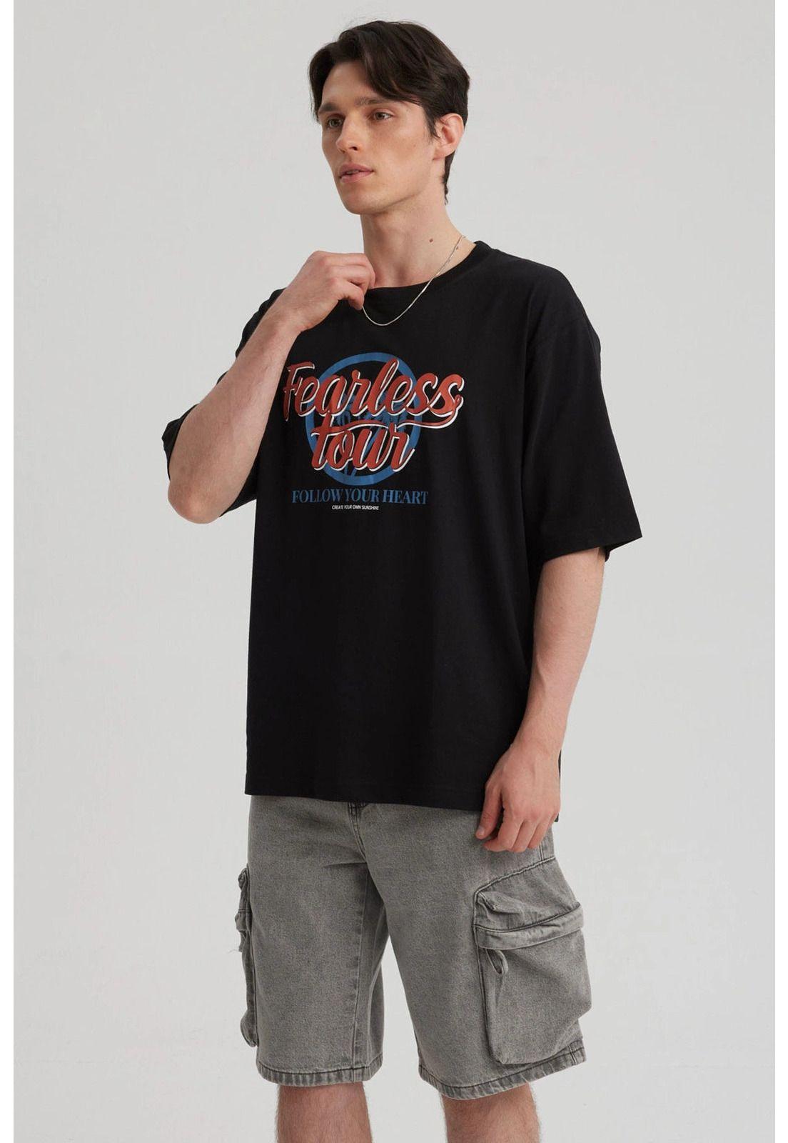 Polera Hombre Print Central Negro - VII-4