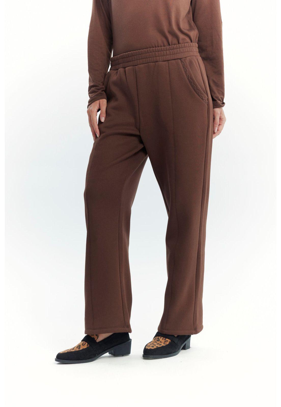 Pantalón Mujer Calce Recto Café-1