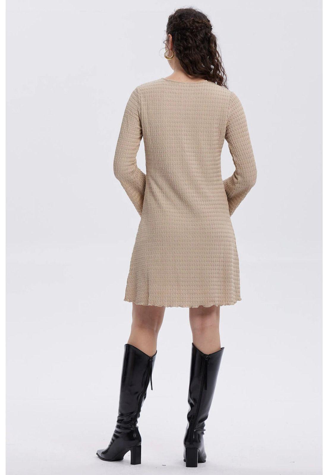 Vestido Mujer Flare Corto Beige-2