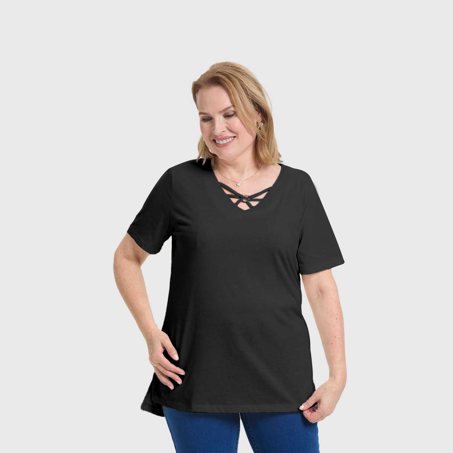 Polera Mujer Escote Recogido Negro Fashion's Park-1
