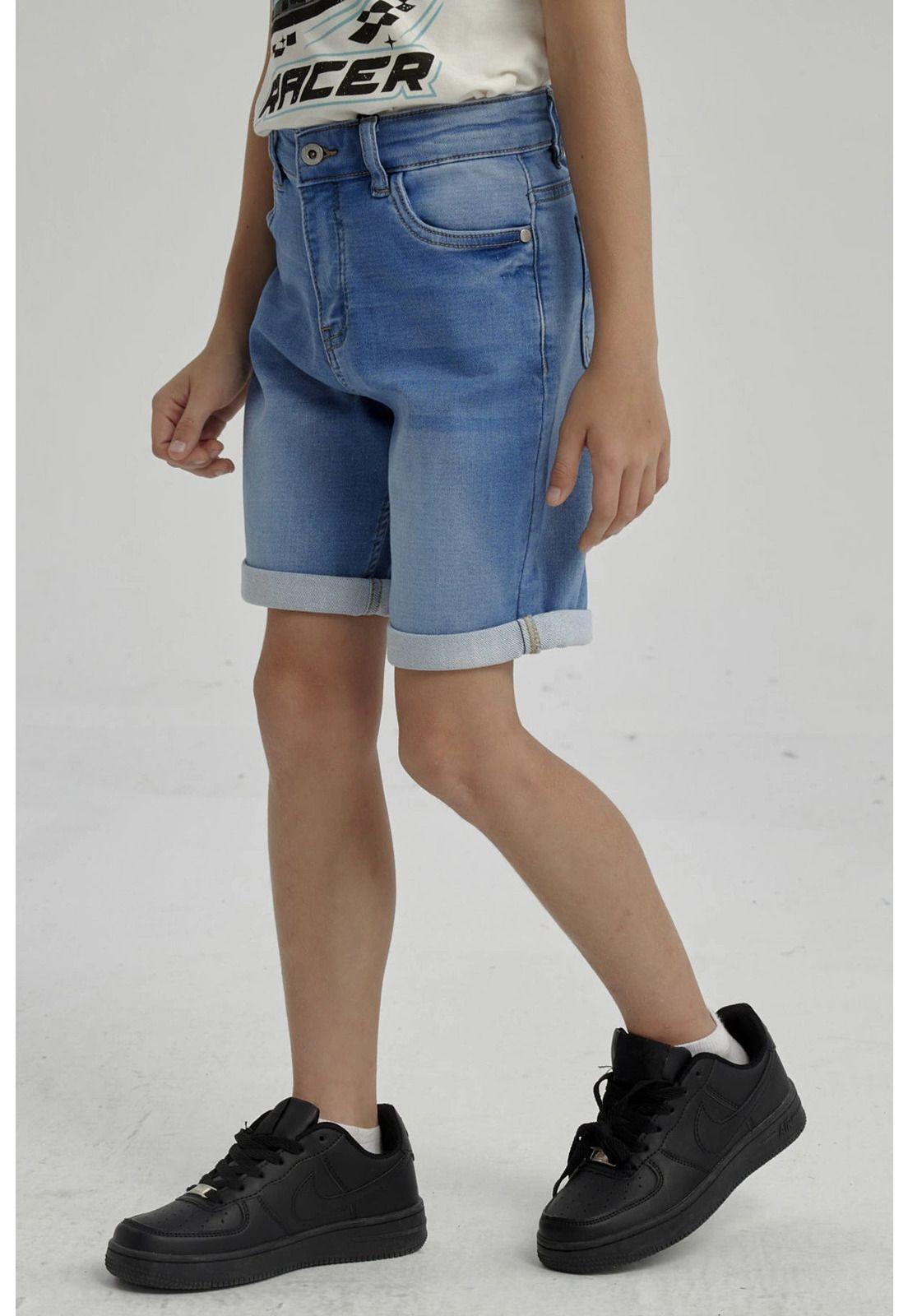 Bermuda Niño Básico Denim Celeste-1