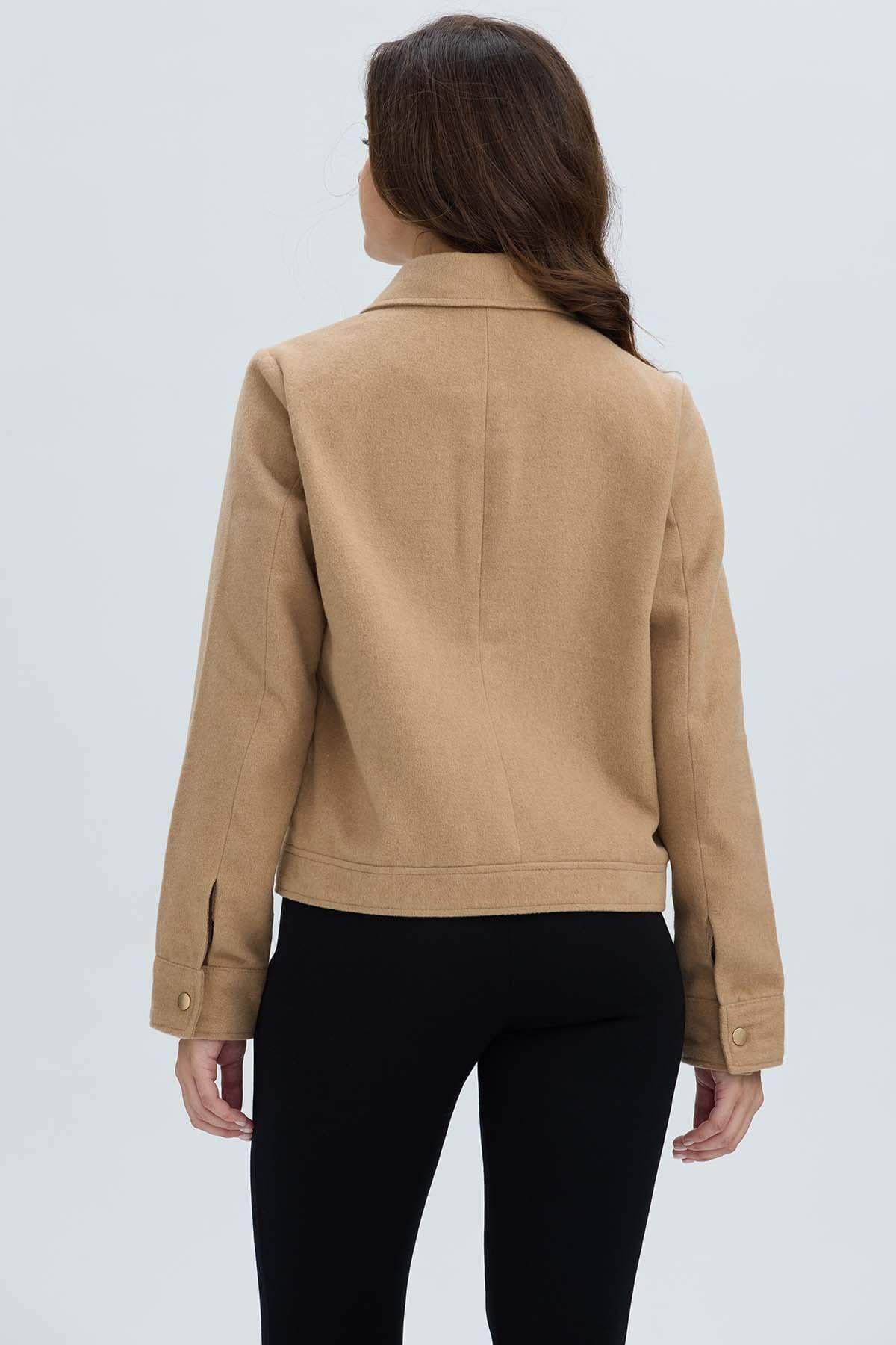 Chaqueta Mujer Paño Camel-2