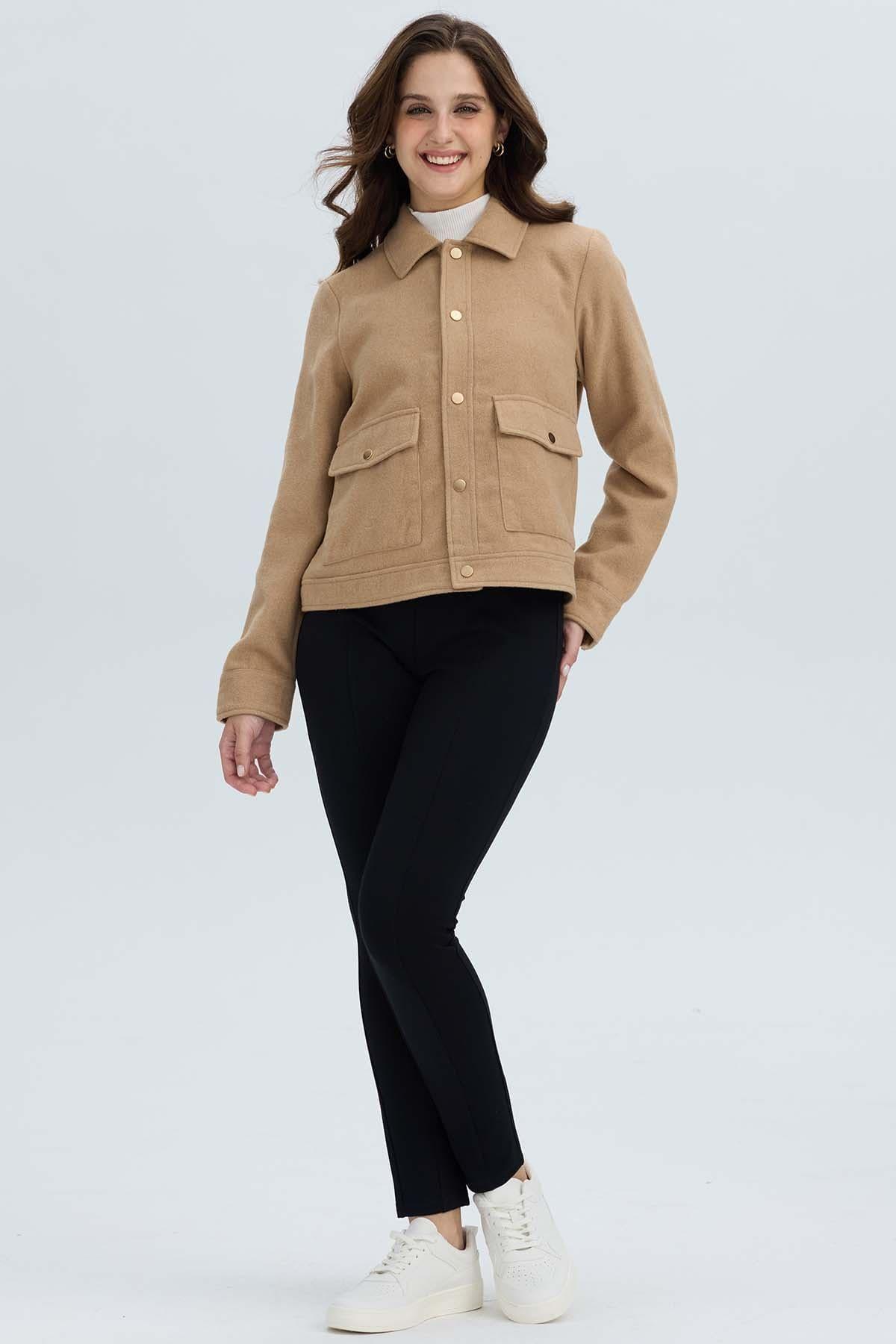 Chaqueta Mujer Paño Camel-3