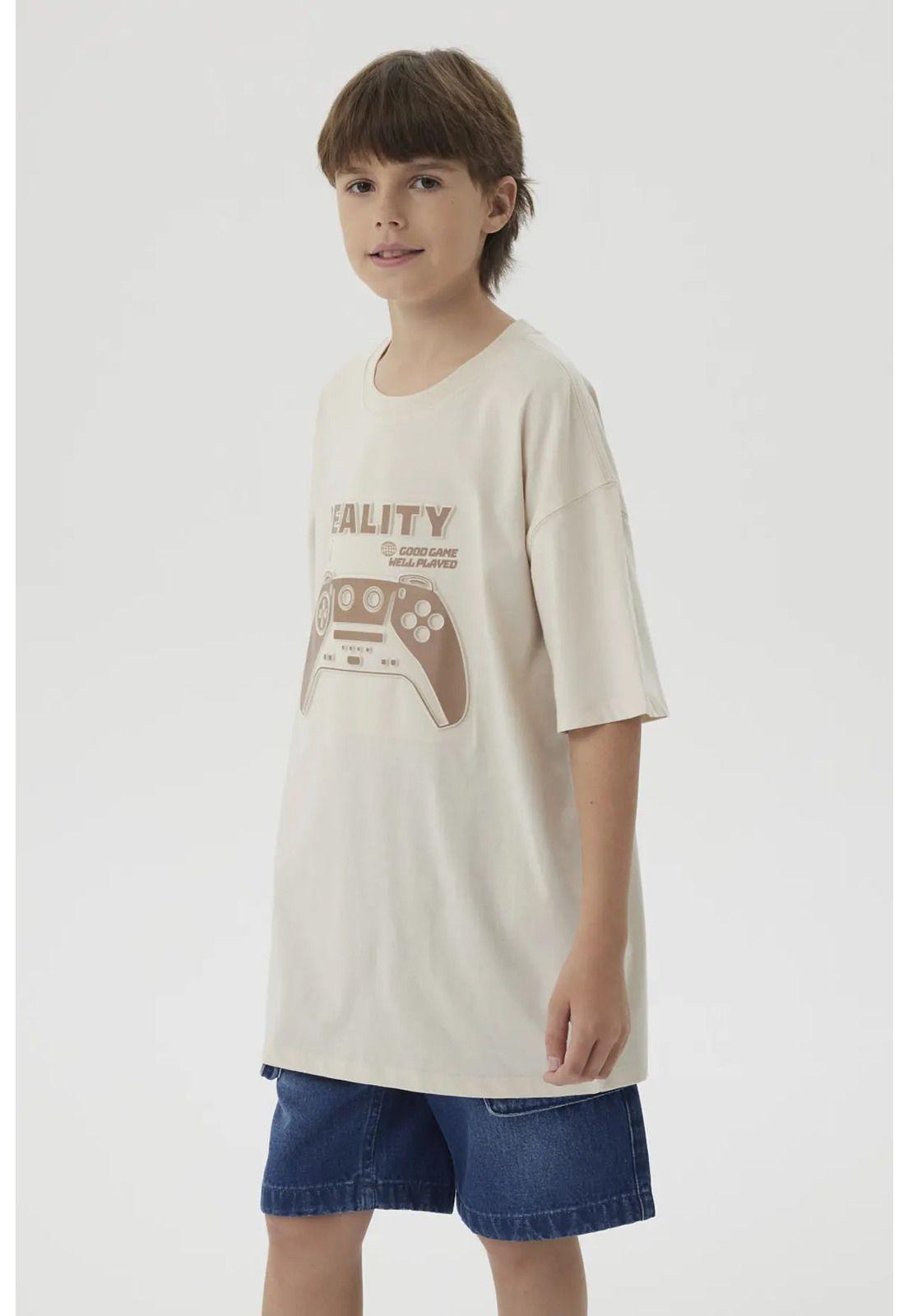 Polera Niño College Print 3D Beige-1