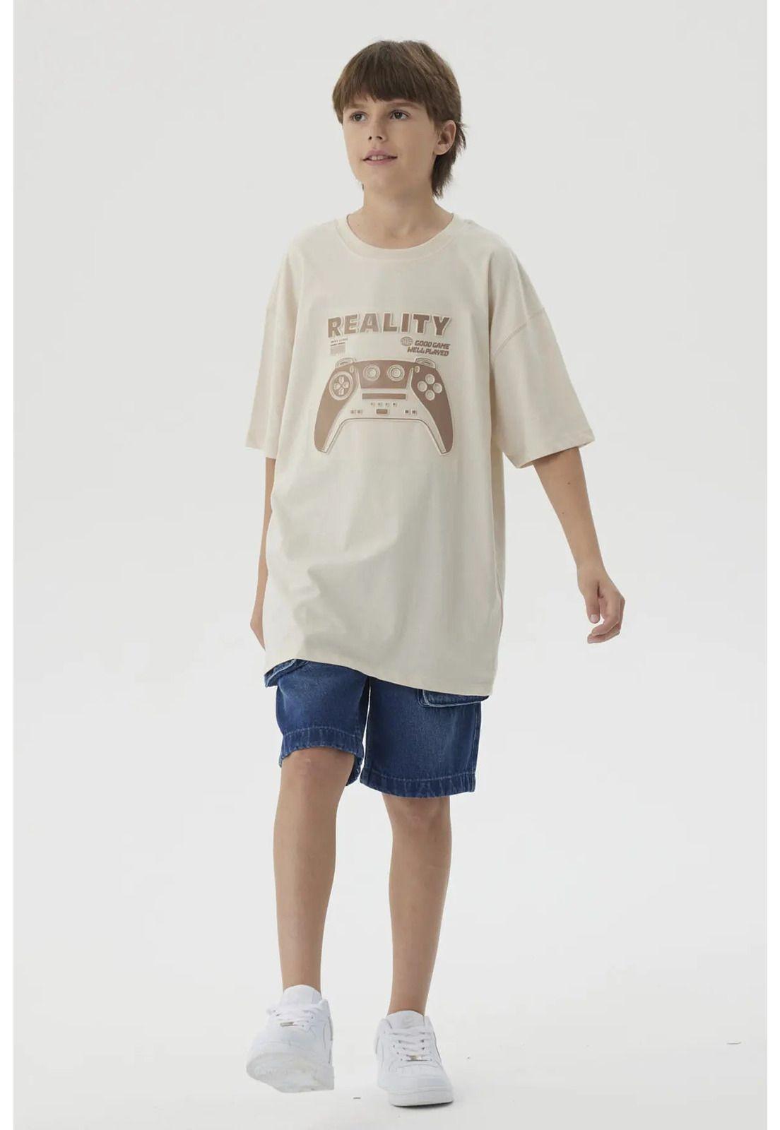 Polera Niño College Print 3D Beige-3