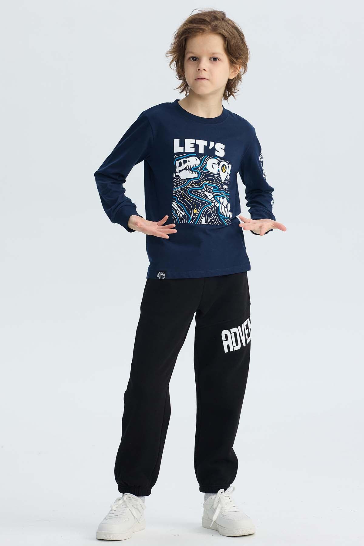 Polera Niño Print Azul Oscuro-3