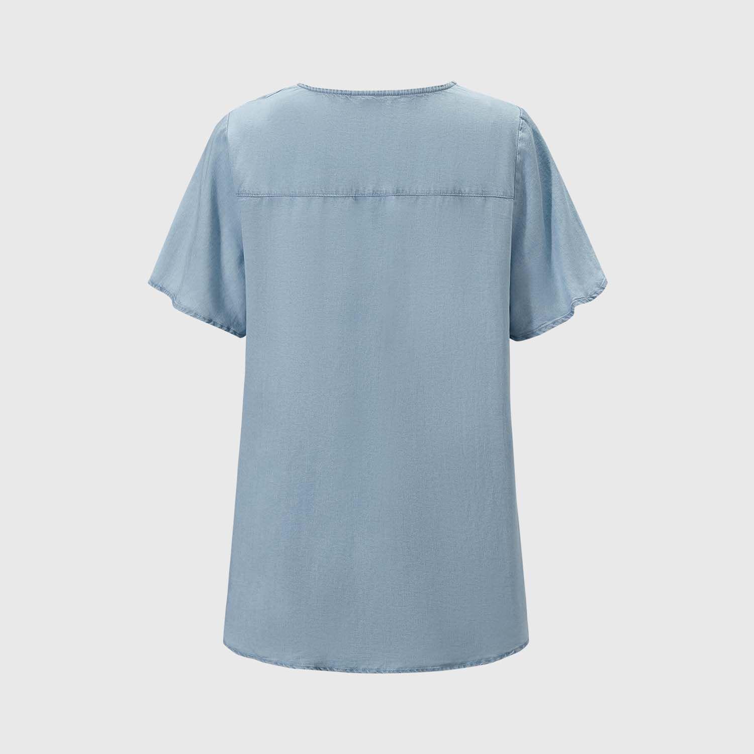 Blusa Mujer Tencel Abotonado Azul Claro Fashion's Park-1