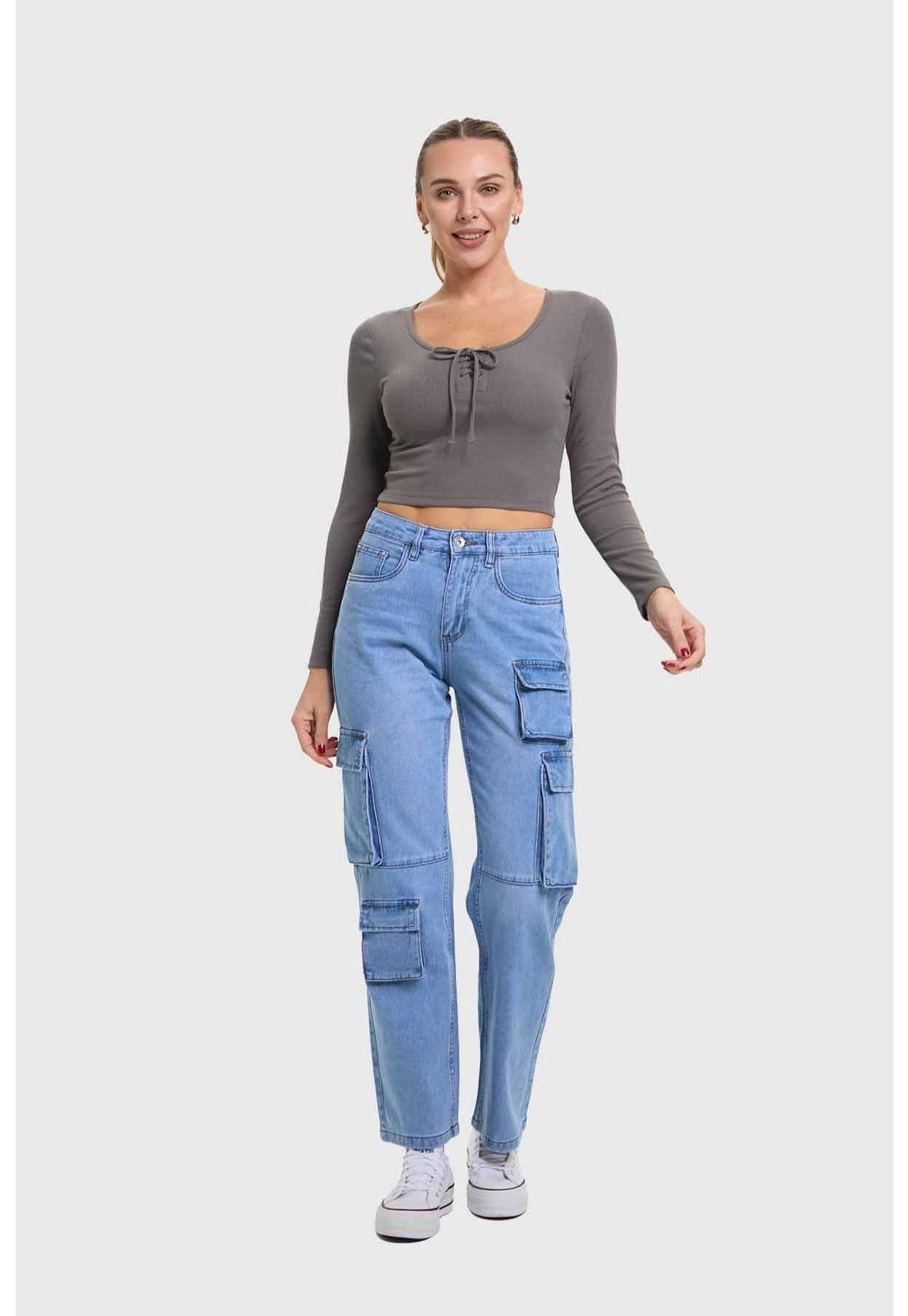 Polera Mujer Amarras Escote Gris-3