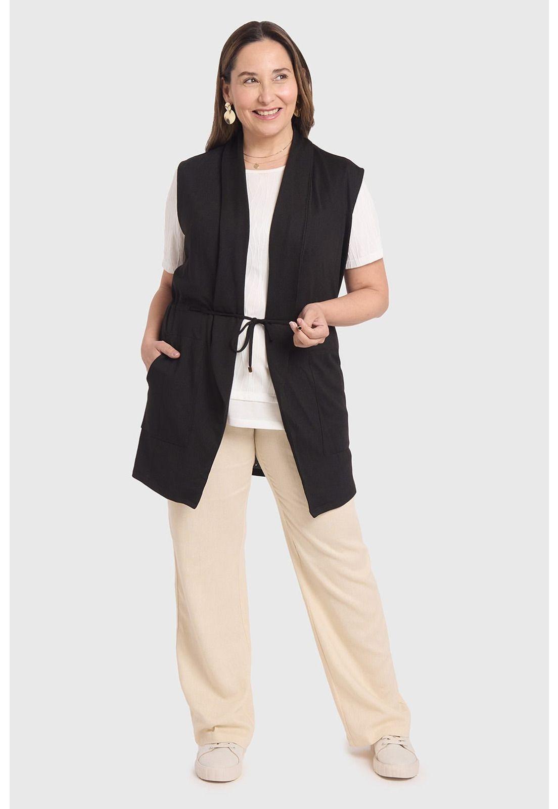 Sweater Mujer Cintura Casual Negro-3