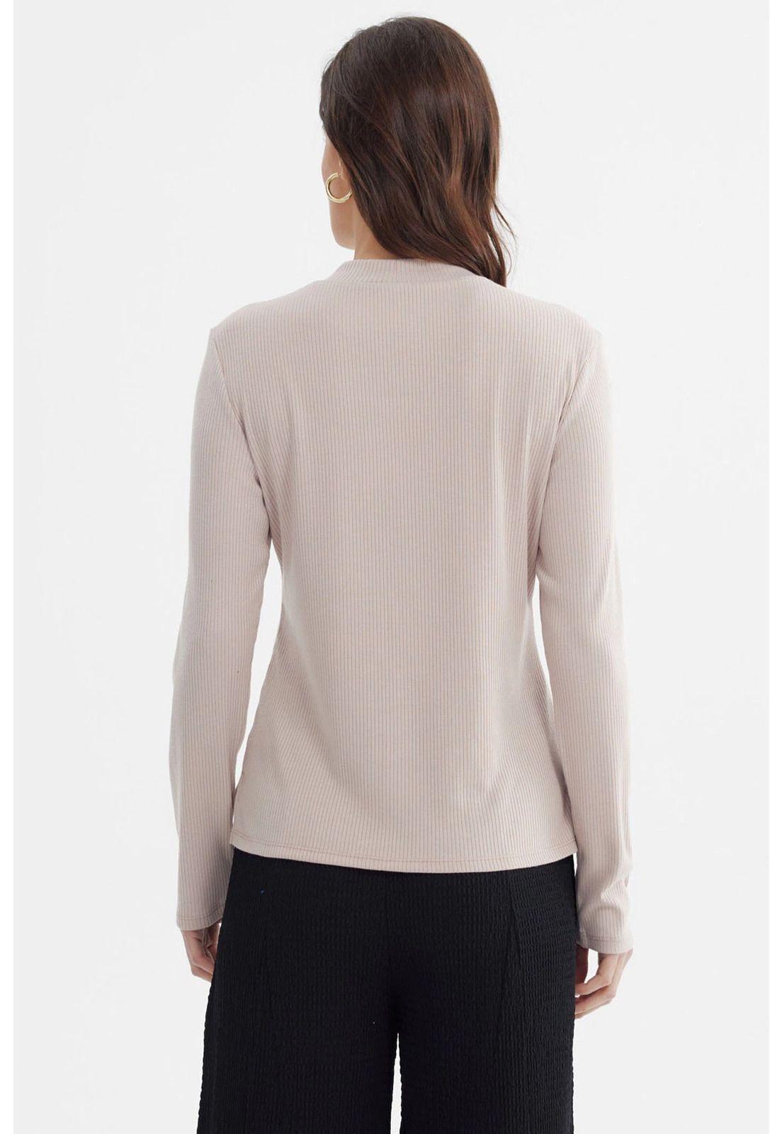 Polera Mujer Rib Lisa Beige-2