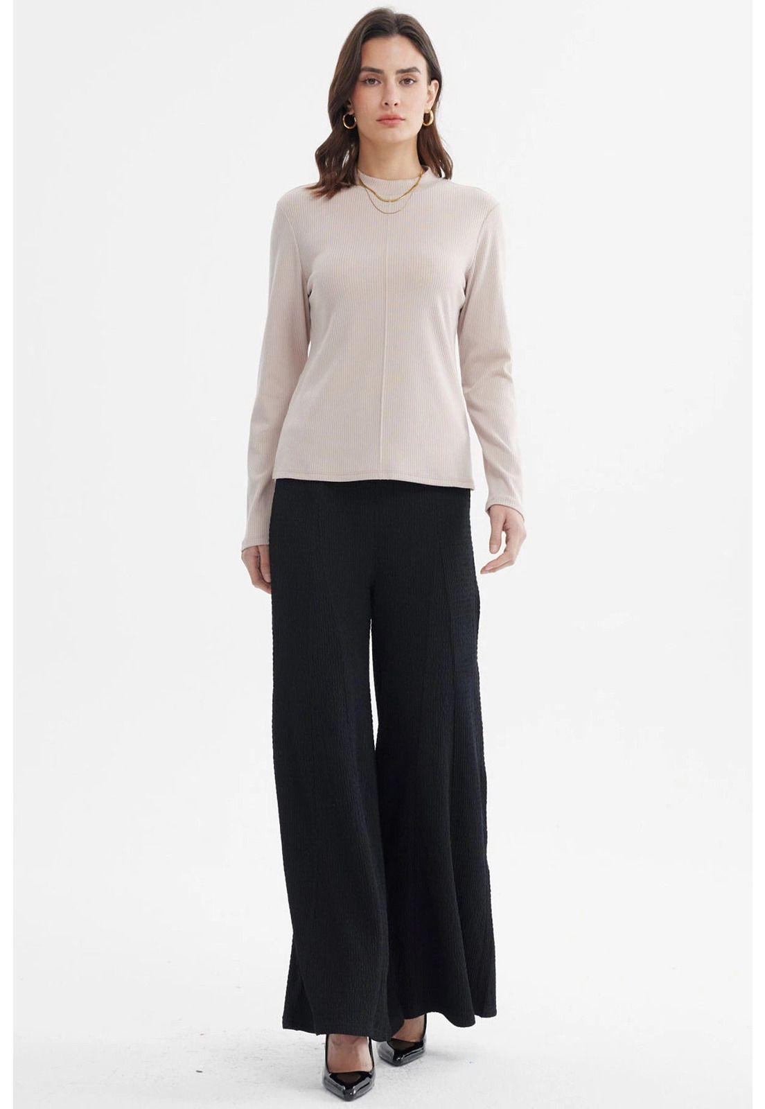 Polera Mujer Rib Lisa Beige-3