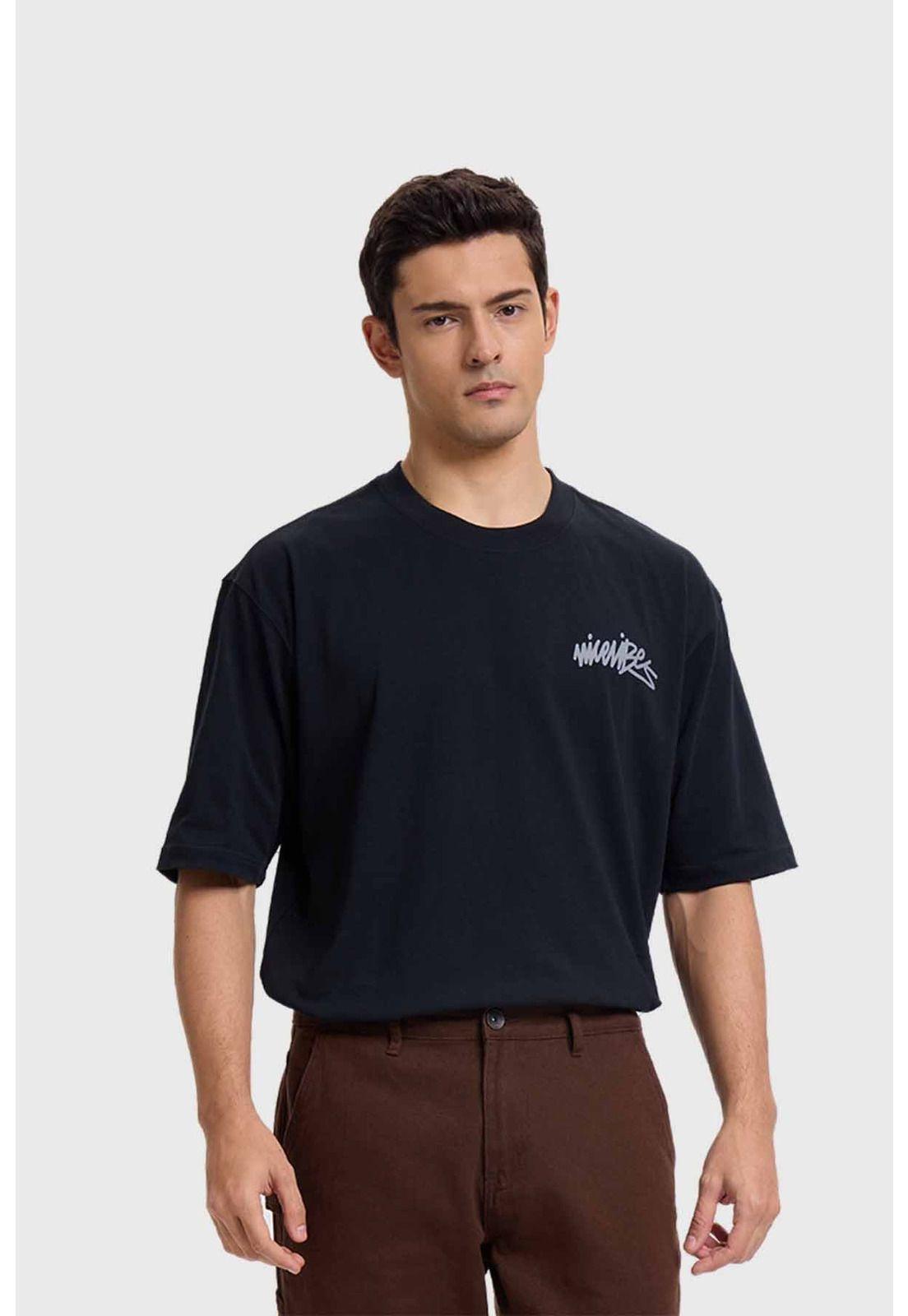 Polera Hombre Print Graffiti Negro-0