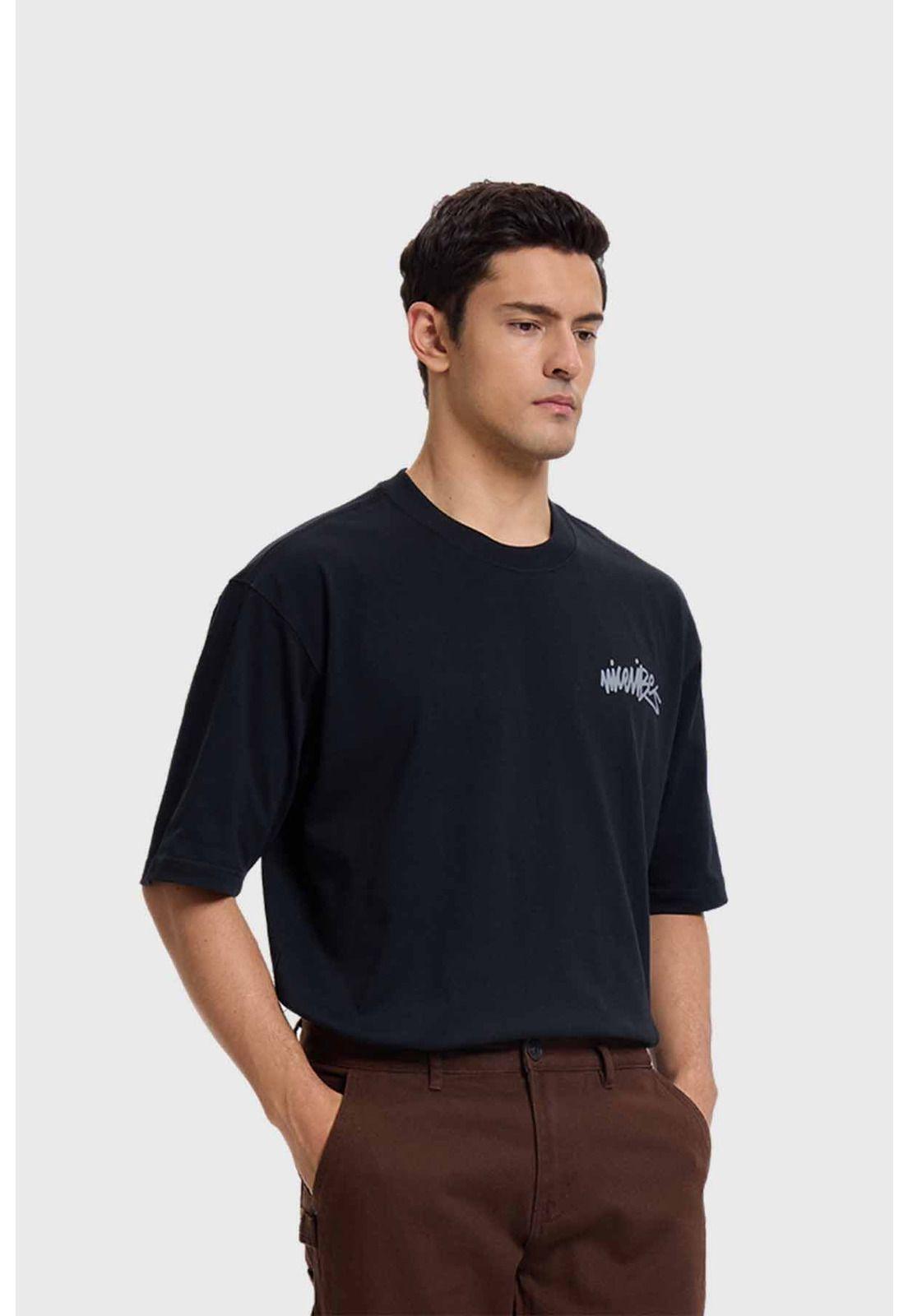 Polera Hombre Print Graffiti Negro-1