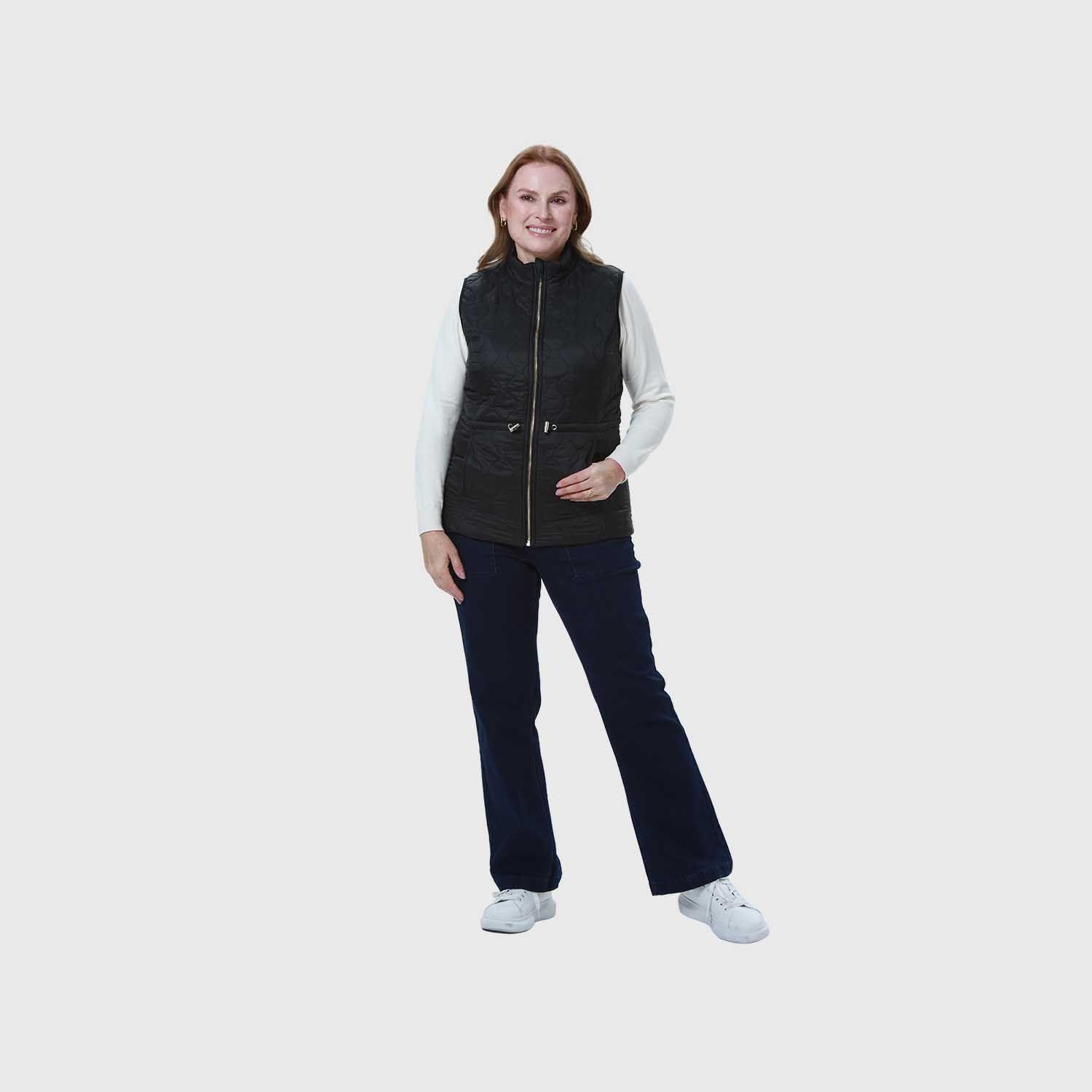 Parka Mujer Con Rombos Bolsillos Negro-3