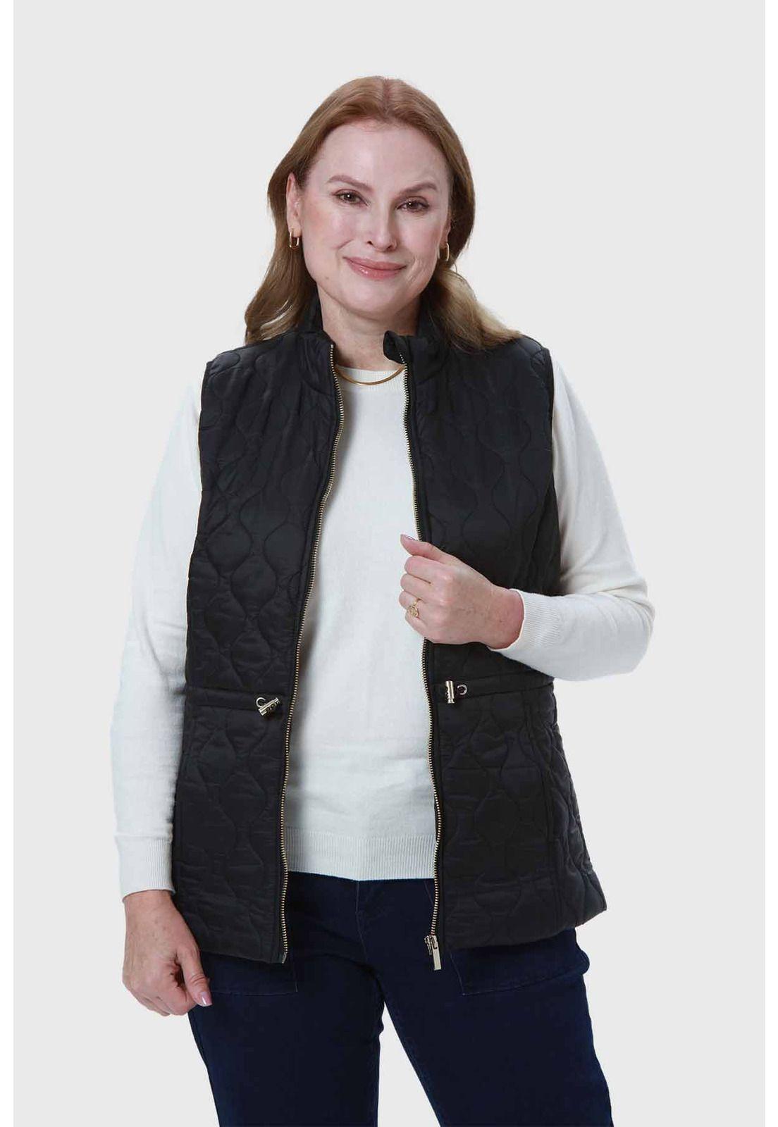 Parka Mujer Con Rombos Bolsillos Negro-0