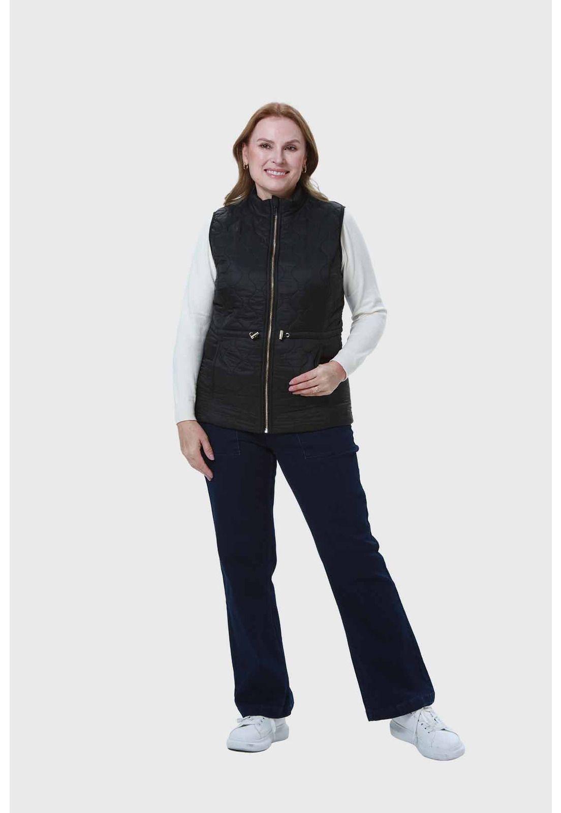 Parka Mujer Con Rombos Bolsillos Negro-3