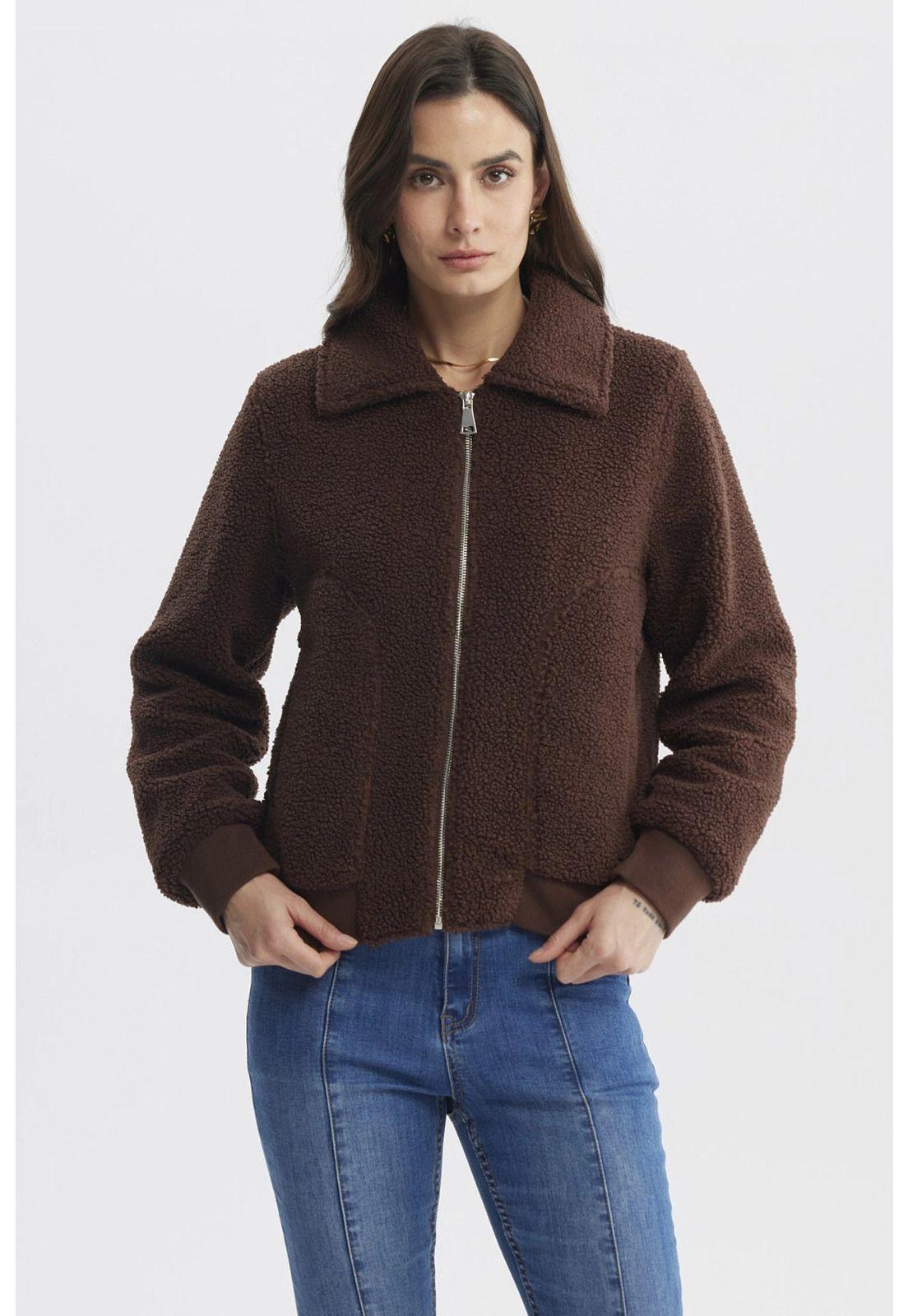 Polar Mujer Cuello Camisero Café Claro-0