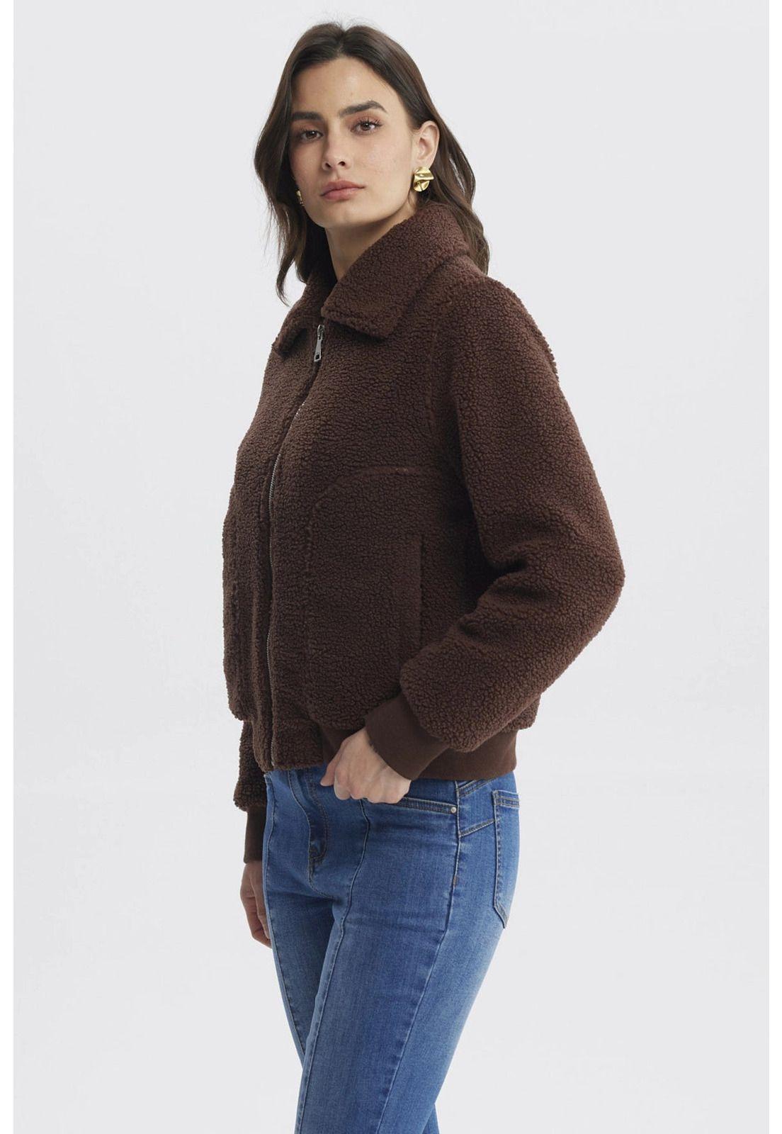 Polar Mujer Cuello Camisero Café Claro-1