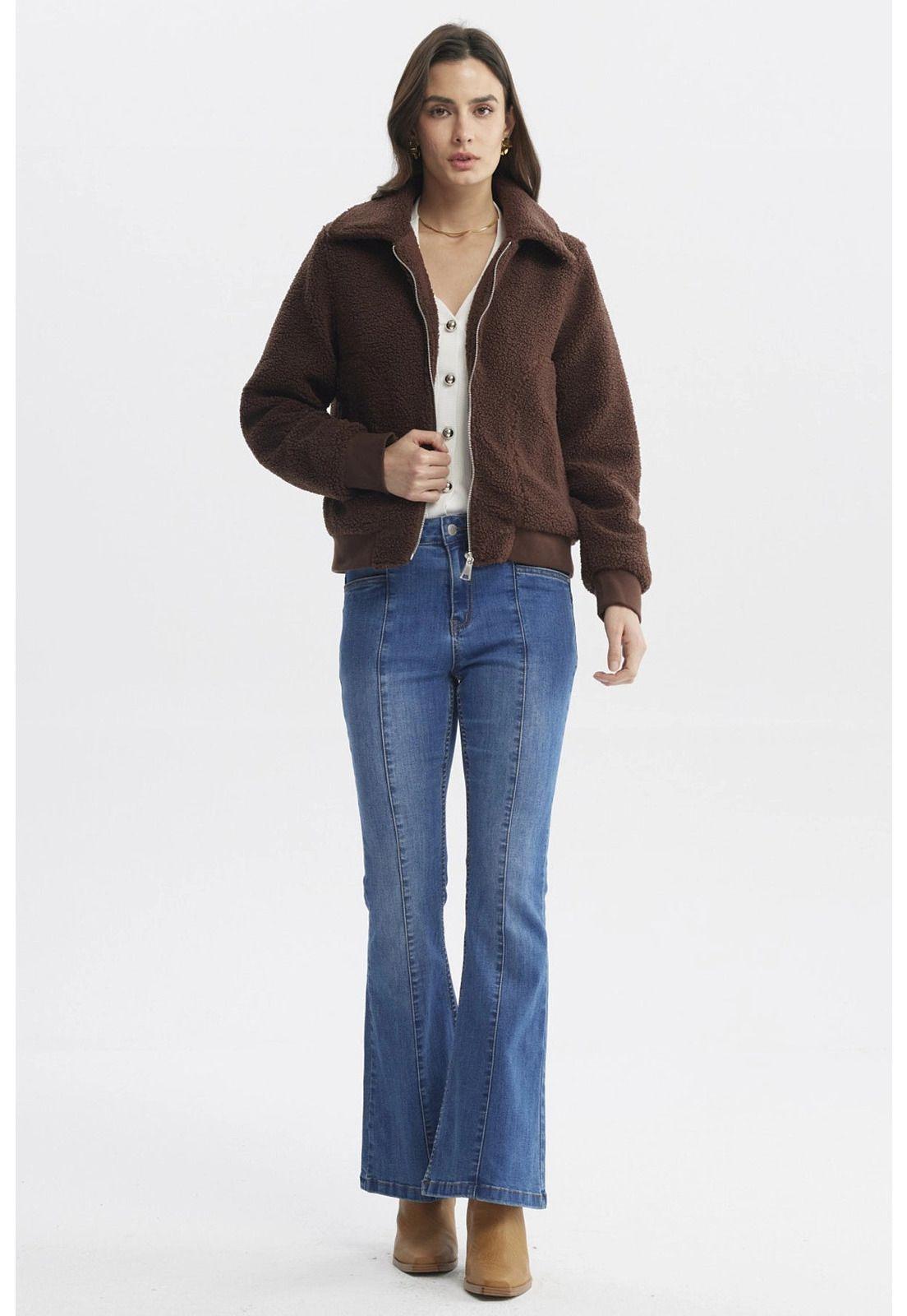 Polar Mujer Cuello Camisero Café Claro-3