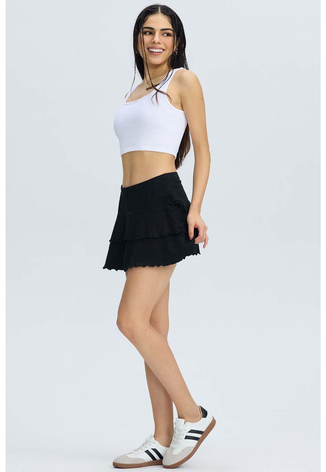 Falda Mujer Vuelos Tiras Negro-0