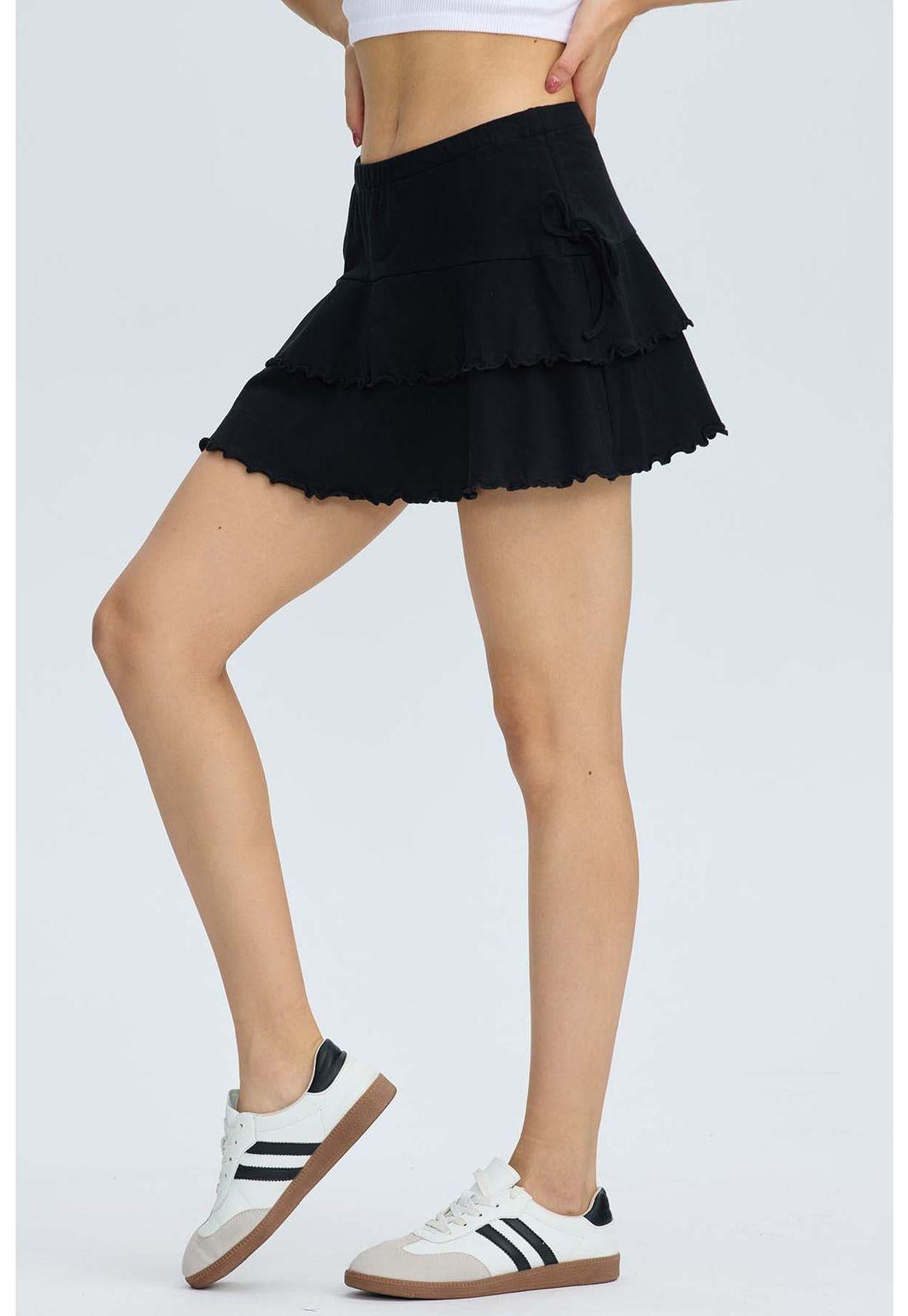 Falda Mujer Vuelos Tiras Negro-2