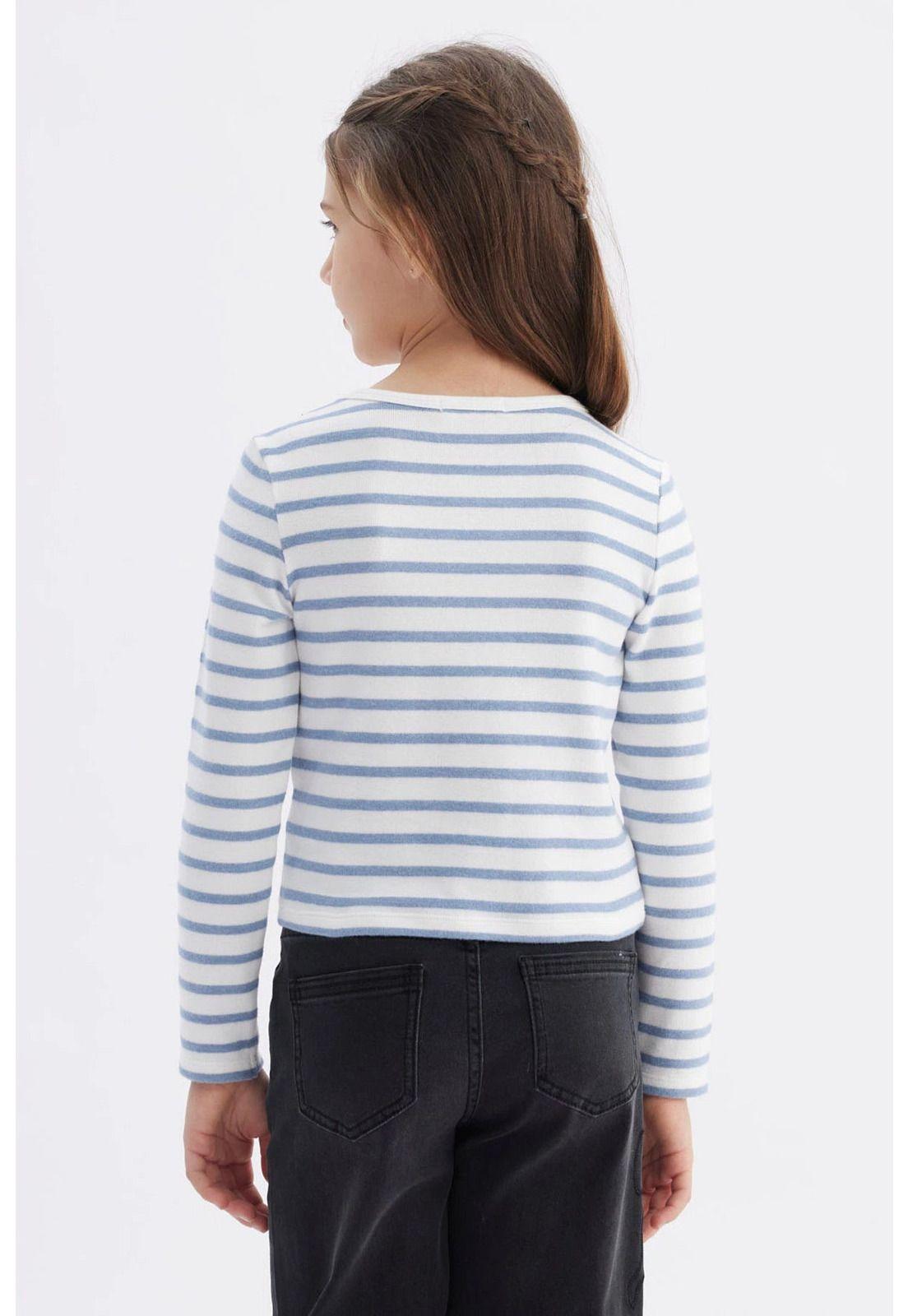 Polera Niña Rayas Celeste-2