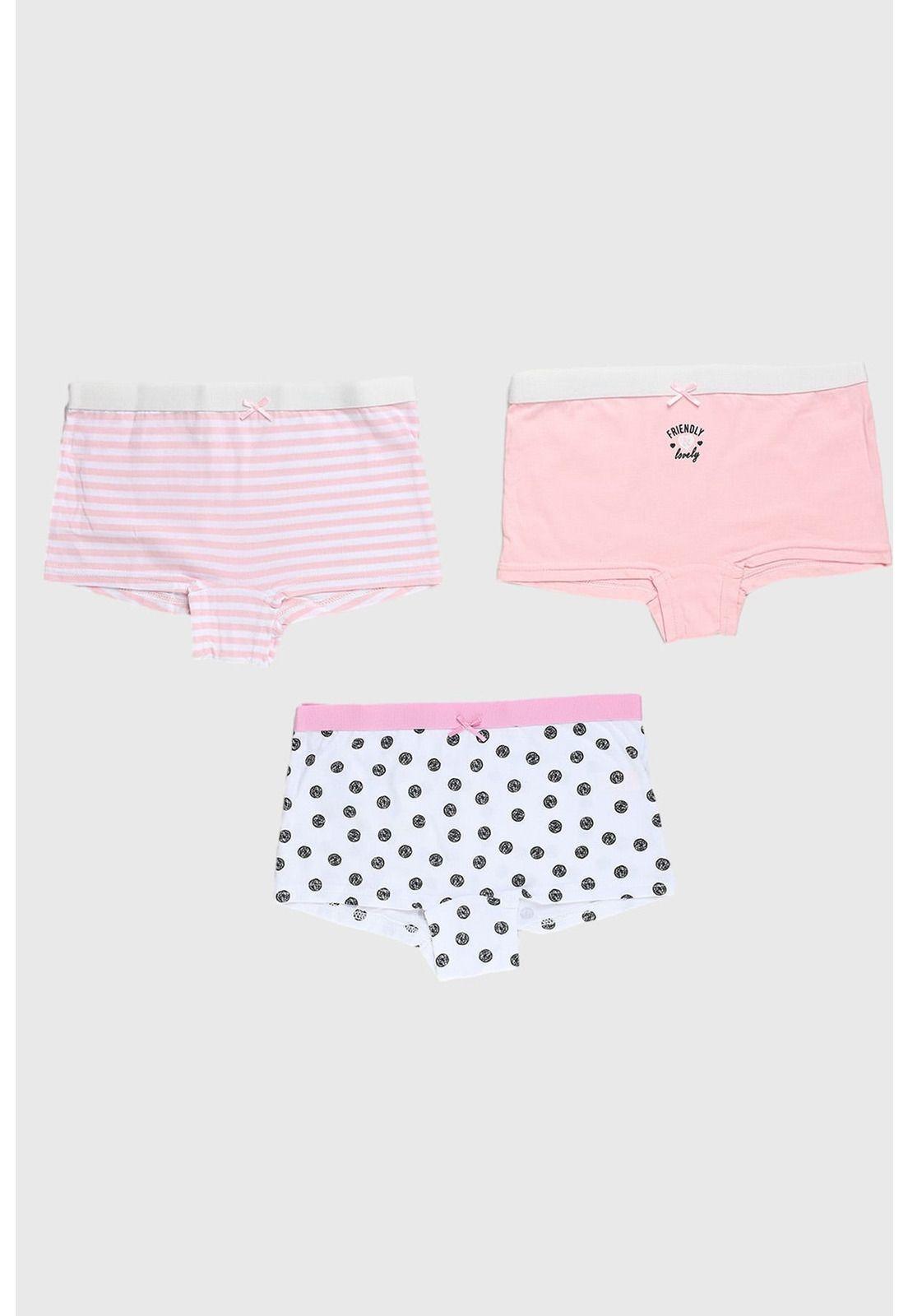Calzón Niña Tripack Pantaleta Rosa-0
