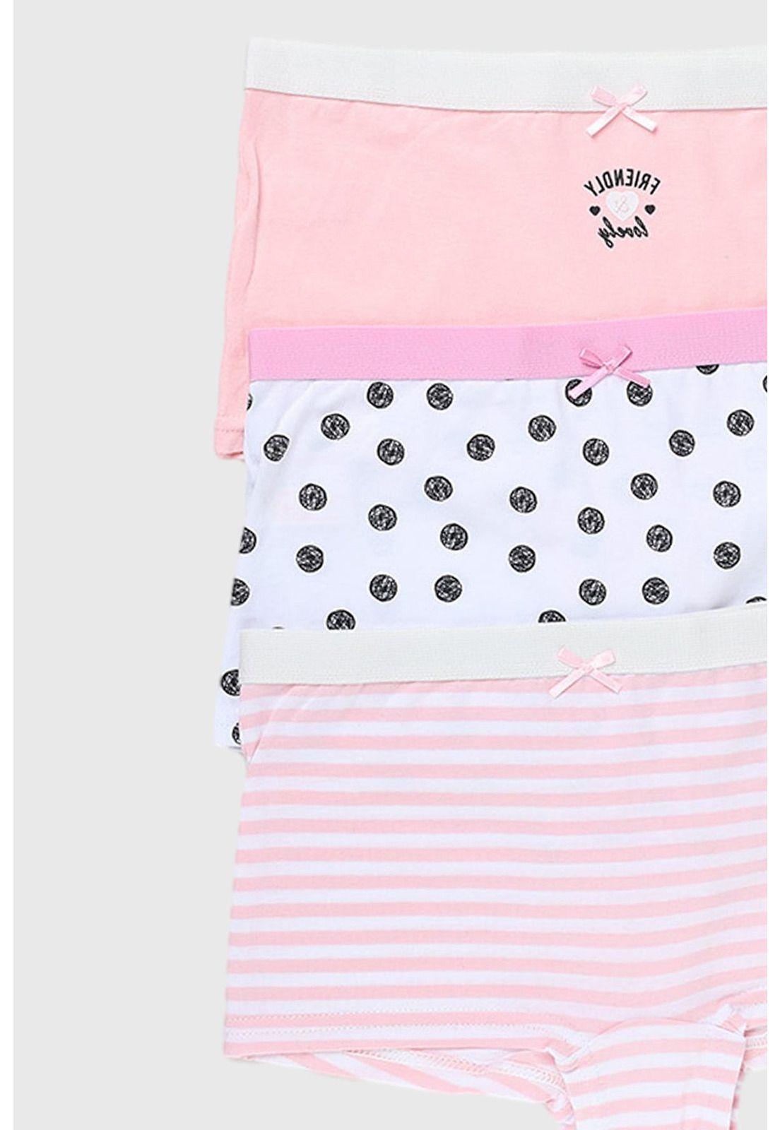 Calzón Niña Tripack Pantaleta Rosa-1