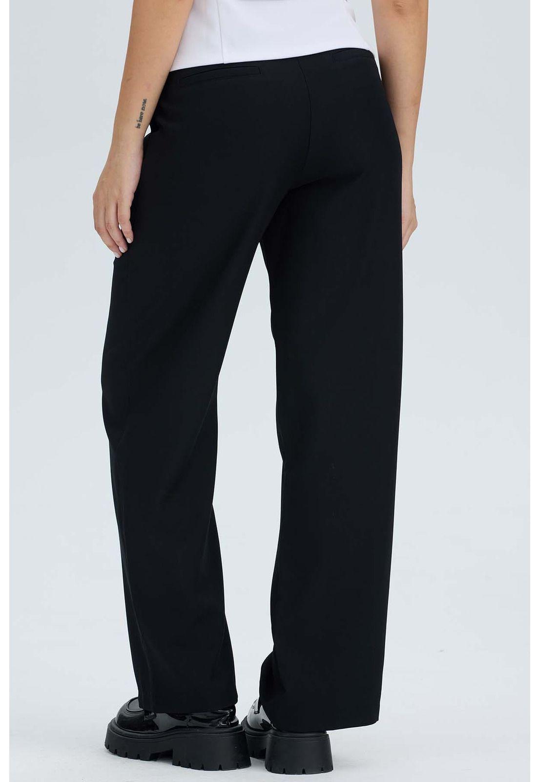 Pantalón Mujer Sastrero Aplicación Cinturón Negro-2