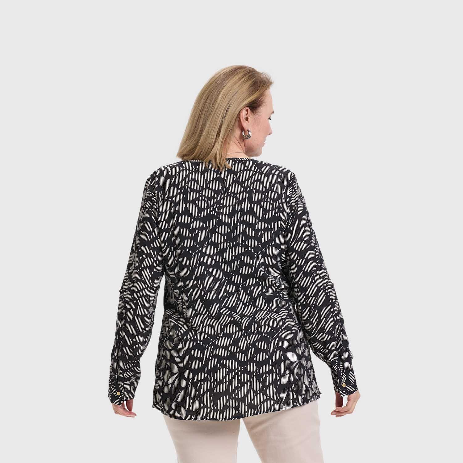 Blusa Mujer Crep Lisa Estmpada Negro / Blanco Fashion's Park-2