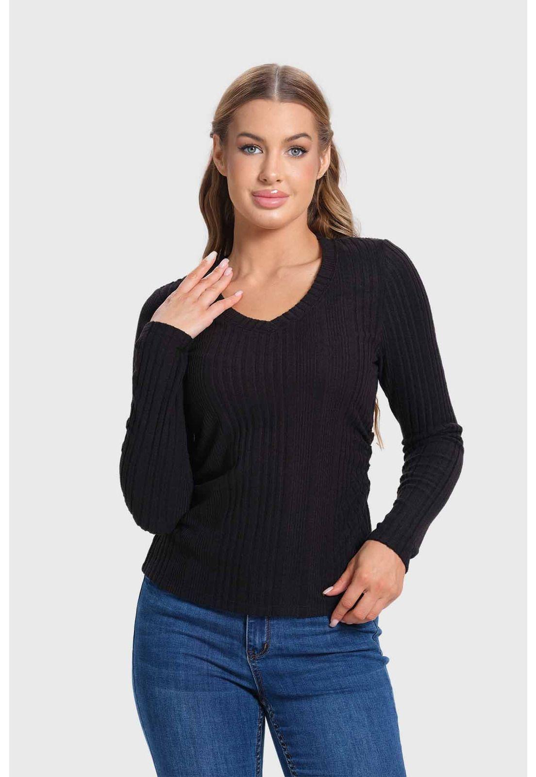 Polera Mujer Rib Camman Negro-0