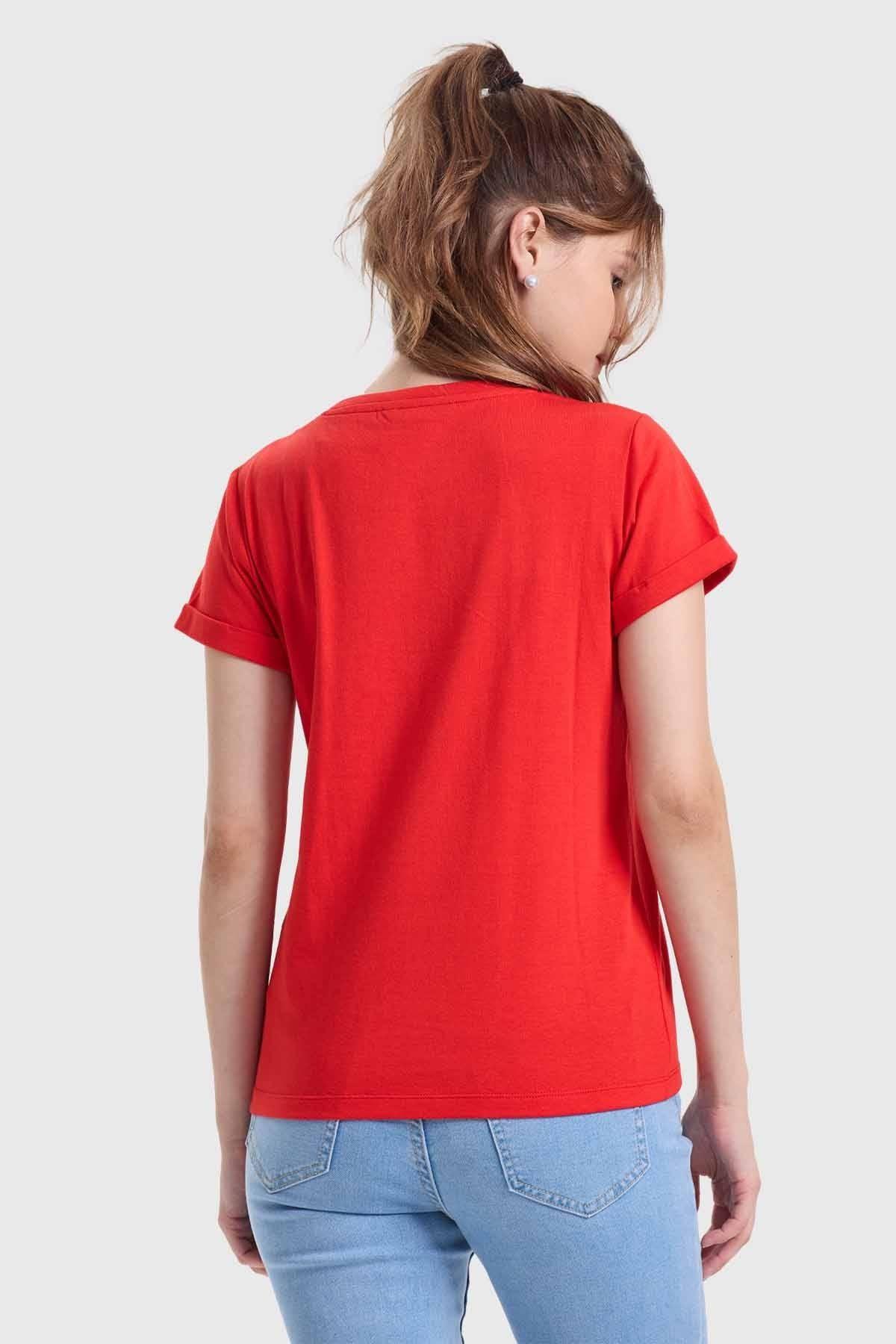 Polera Mujer Gráfica Roll Up Rojo-2