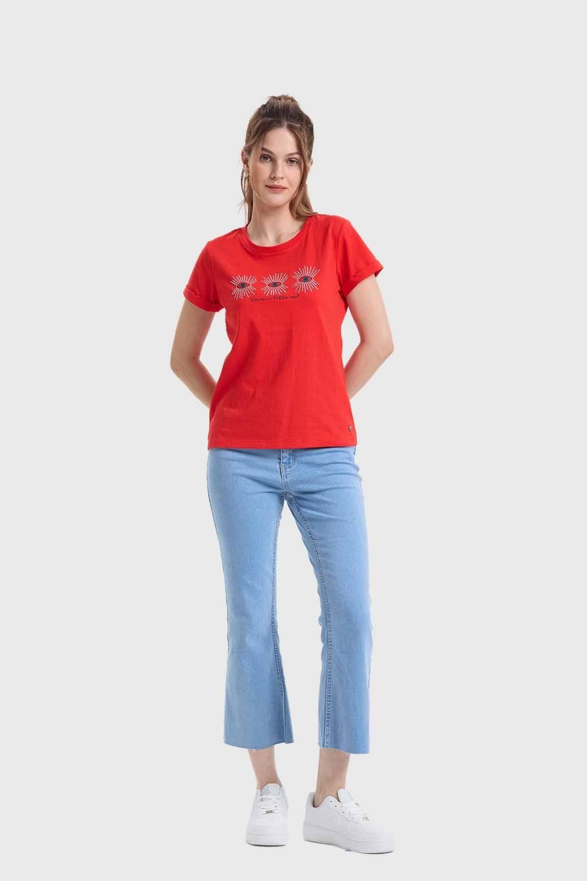 Polera Mujer Gráfica Roll Up Rojo-3