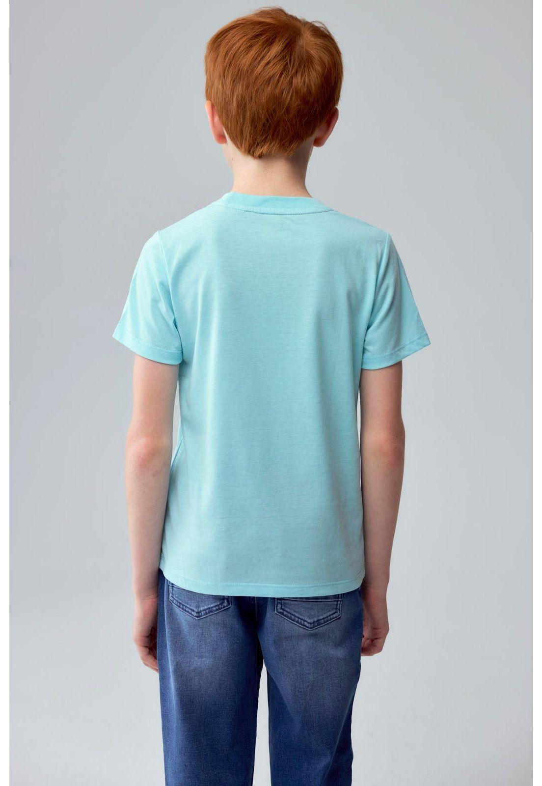 Polera Niño Básica Estampada Aqua-2